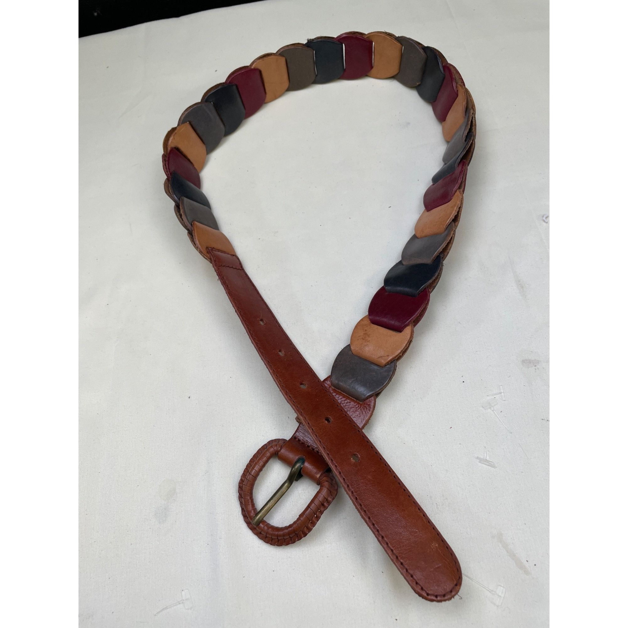 Other Women's Genuine Linked Leather Multicolor Belt Size Small SK Size ONE SIZE - 8 Thumbnail