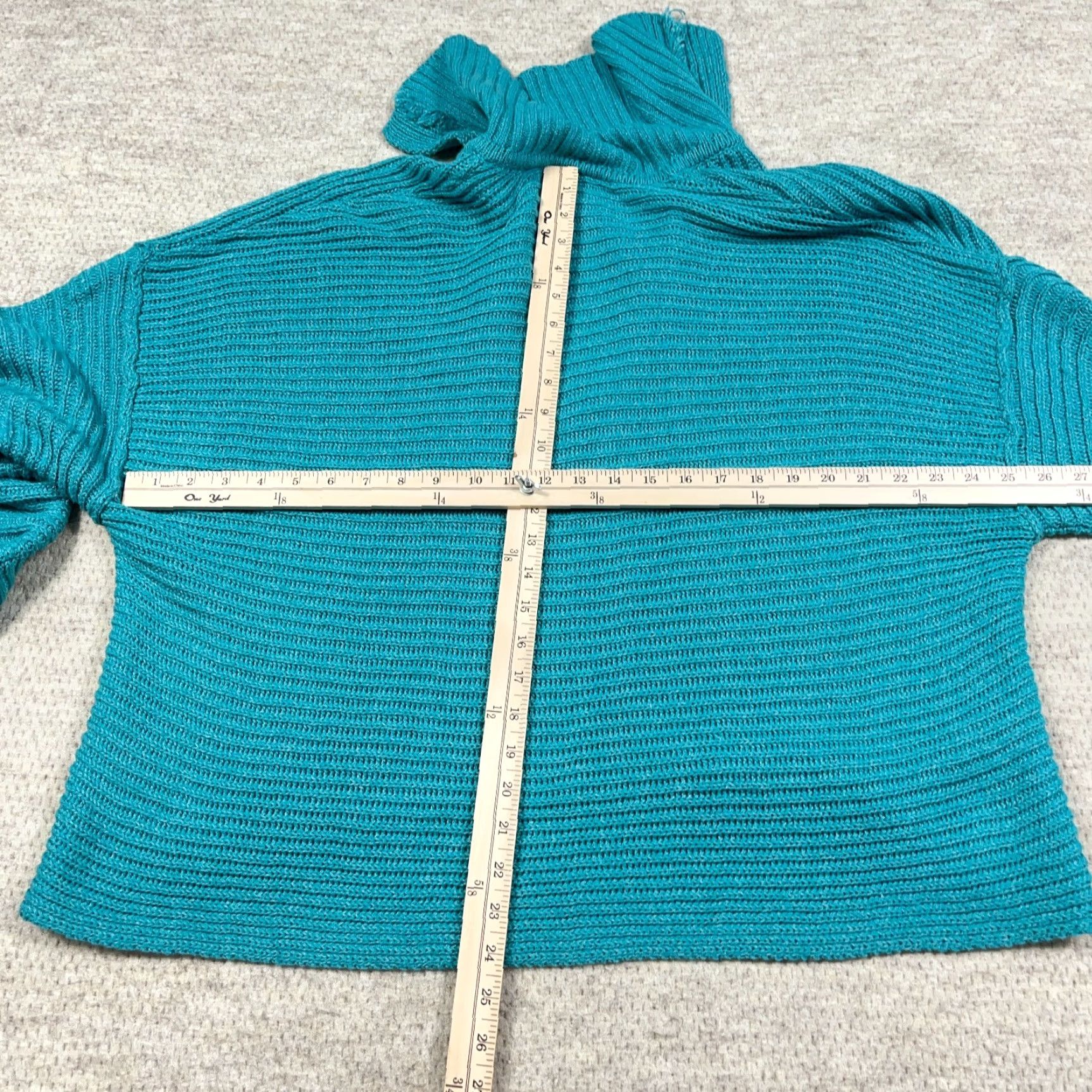 Free People VINTAGE Free People Marlie Sweater Shirt Women M Teal Slouchy Knit Drop Shoulder Collared Oversized Fringe 90s Bohemian Retro University Casual Size M / US 6-8 / IT 42-44 - 7 Thumbnail