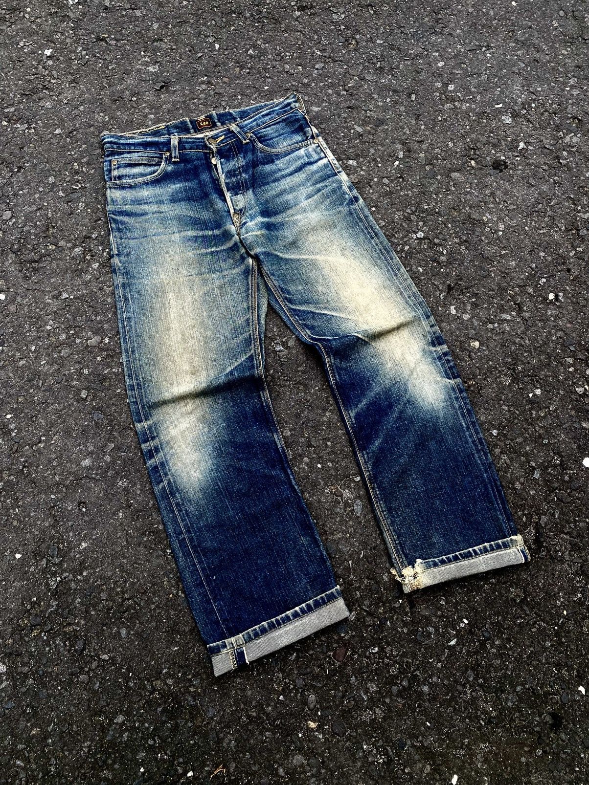 Lee Vtg Lee Half Selvedge Distressed Denim Mud Wash🇯🇵 Size US 32 / EU 48 - 2 Thumbnail