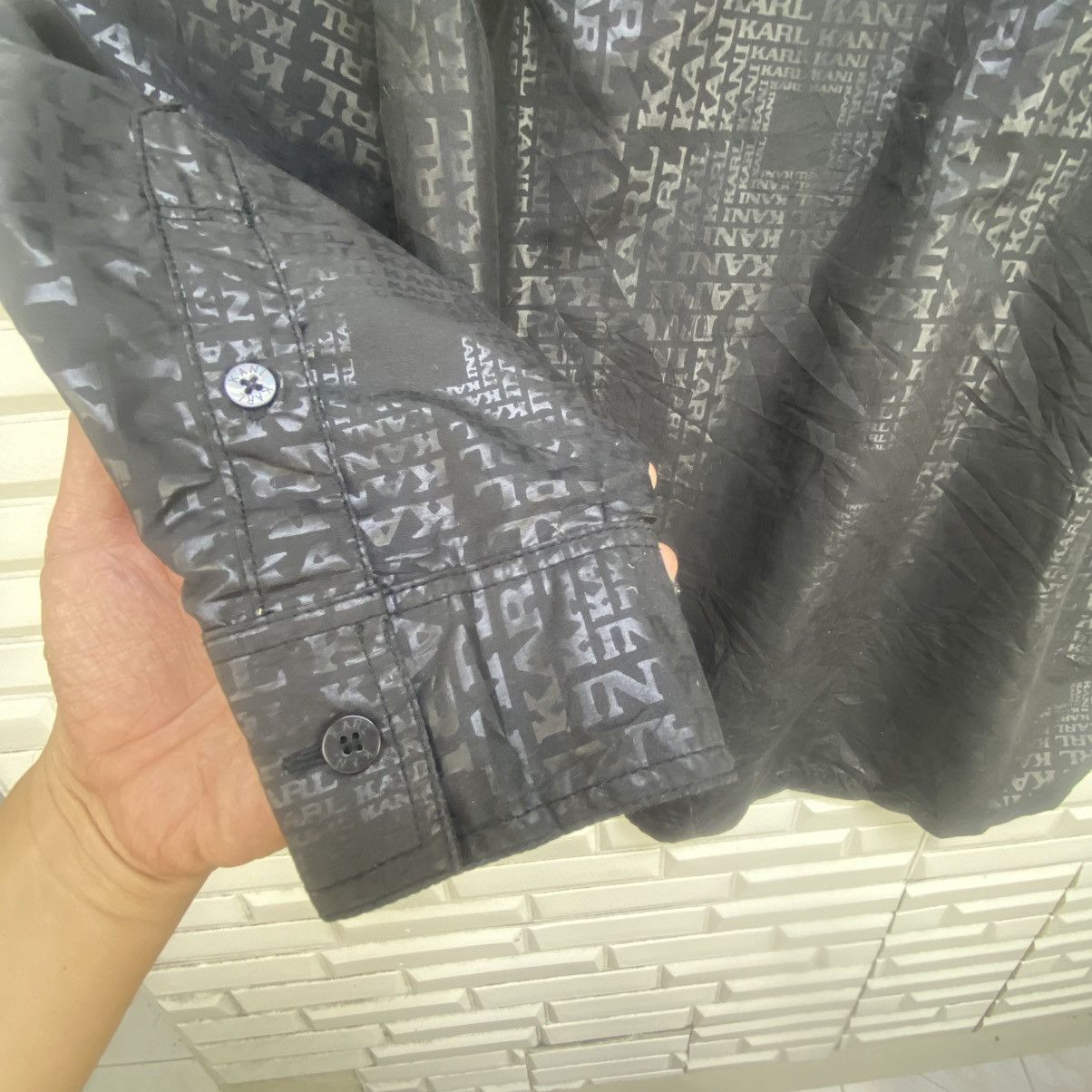 Karl Kani Karl Kani Full Print Monogram Polyester Shirt Size US XL / EU 56 / 4 - 14 Thumbnail