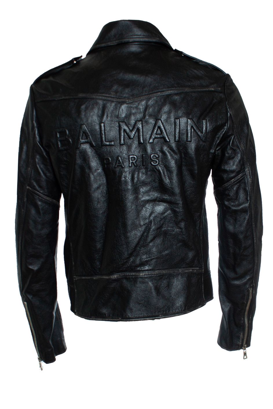 Balmain Balmain, Black leather biker jacket with zippers and logo Size US L / EU 52-54 / 3 - 5 Thumbnail