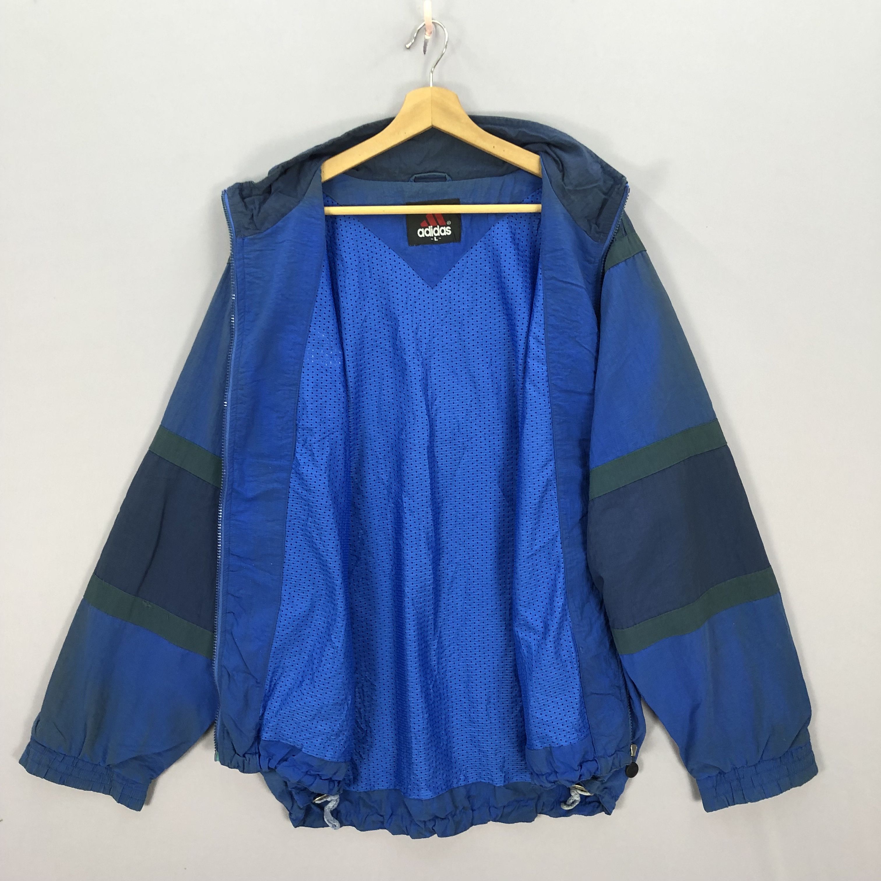 Adidas × Vintage Vintage 90s Dirty Adidas Windbreaker Zipper Jacket Size US L / EU 52-54 / 3 - 7 Thumbnail