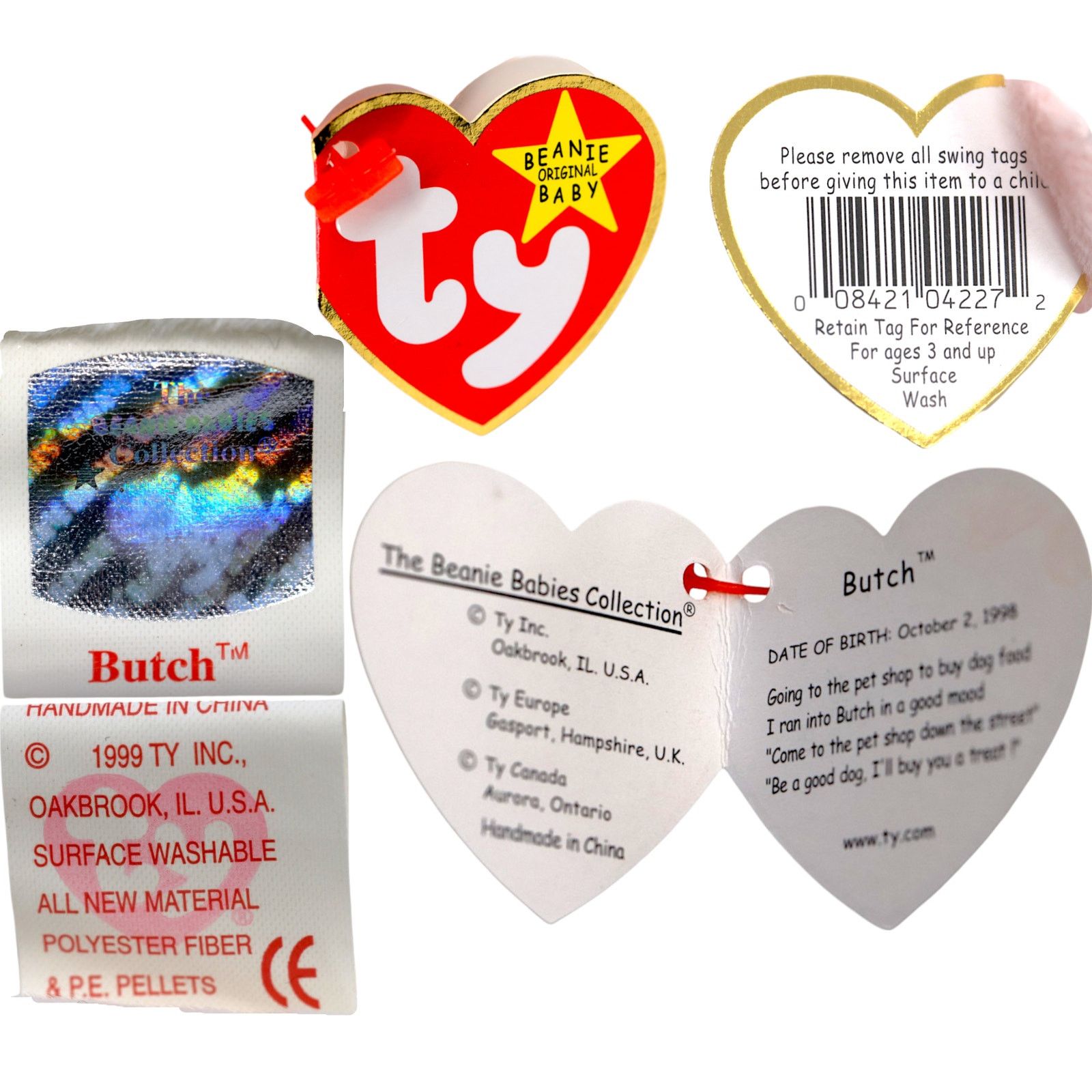Vintage Ty Beanie Baby 1998 - Butch the Dog Size ONE SIZE - 8 Thumbnail