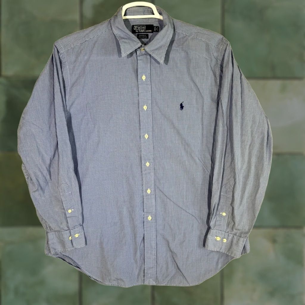Polo Ralph Lauren Polo Ralph Lauren Andrew Dress Shirt Men’s 17 Blue 100% Cotton Size 46R - 1 Thumbnail