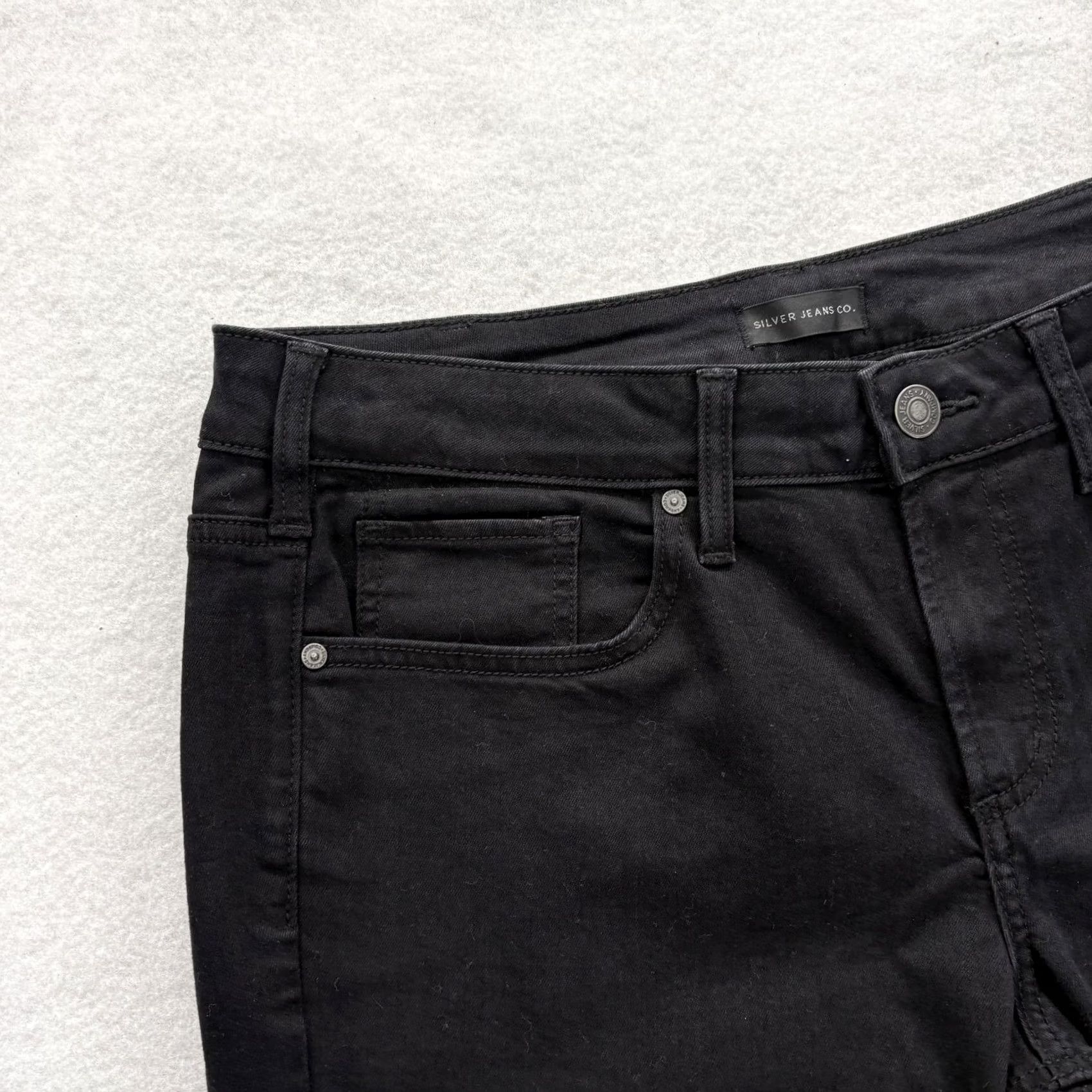 Silver Jeans Co. Silver Jeans Suki Skinny Womens 34x29 Black Dark Wash Mid Rise Stretch Jeans Size 24" / US 00 / IT 34 - 3 Thumbnail