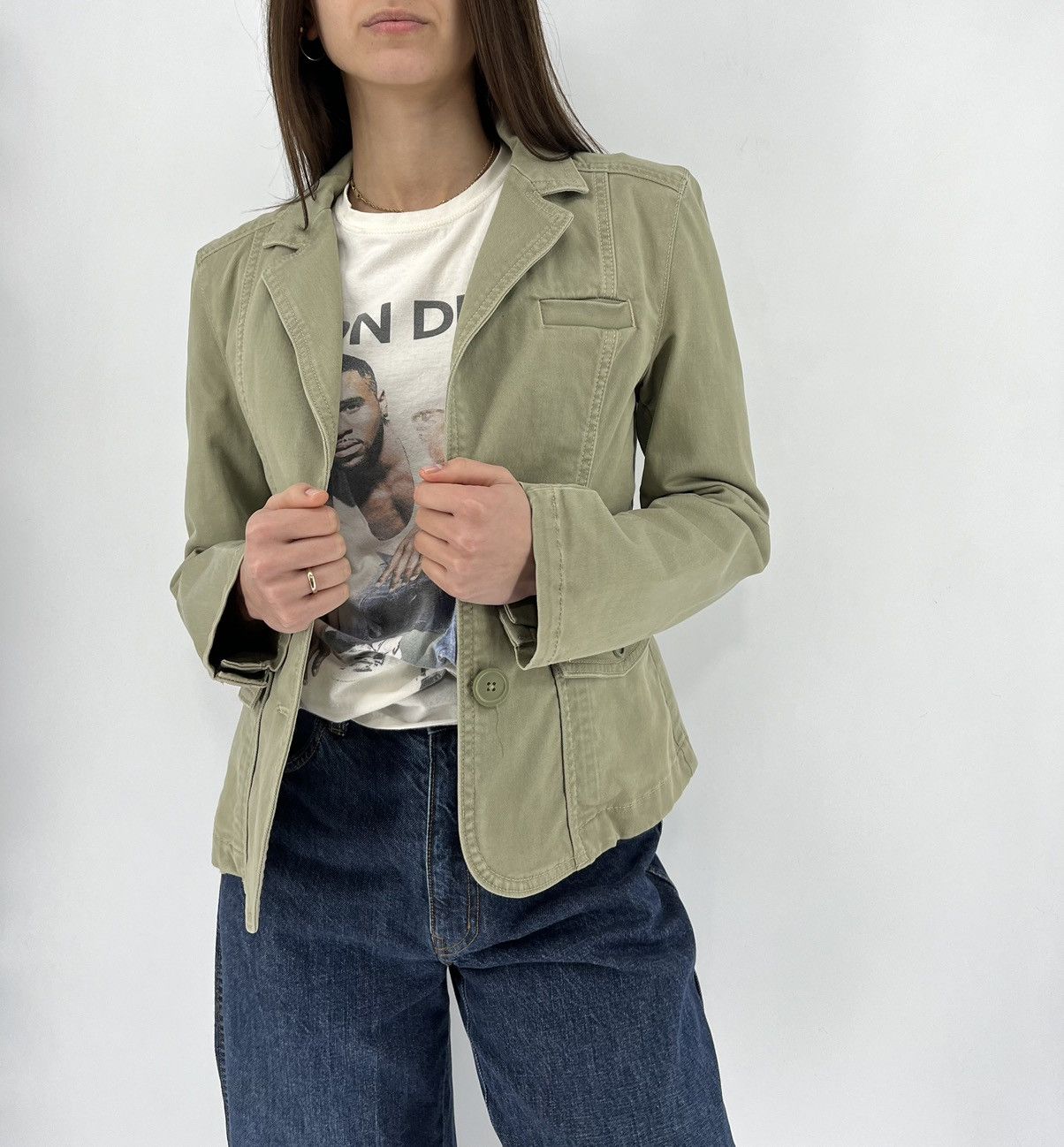 Gap × Vintage Gap Stretch Jean Jacket Womens Sz 2 Denim Gren Coat Button Size M / US 6-8 / IT 42-44 - 1 Thumbnail