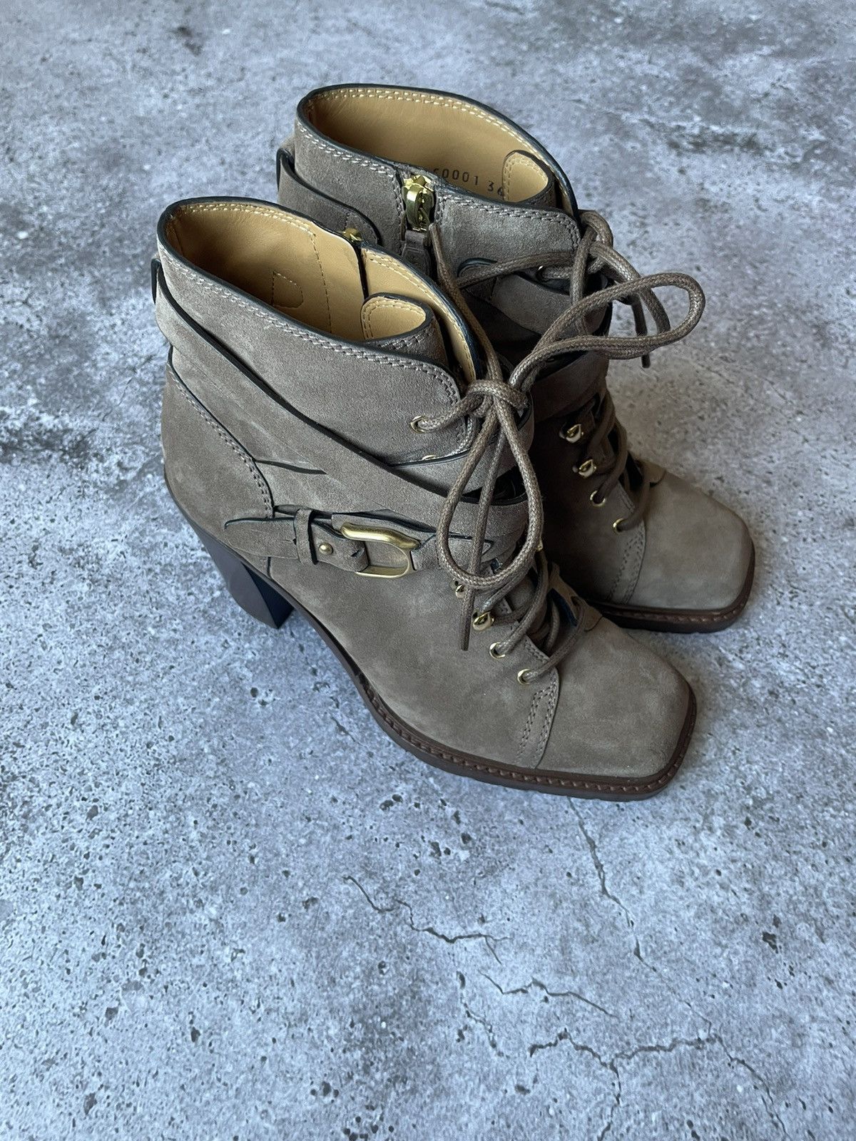Ralph Lauren Purple Label Ralph Lauren Purple Label Evarista Suede Lace-Up Boots Taupe Size US 6.5 / IT 36.5 - 5 Thumbnail