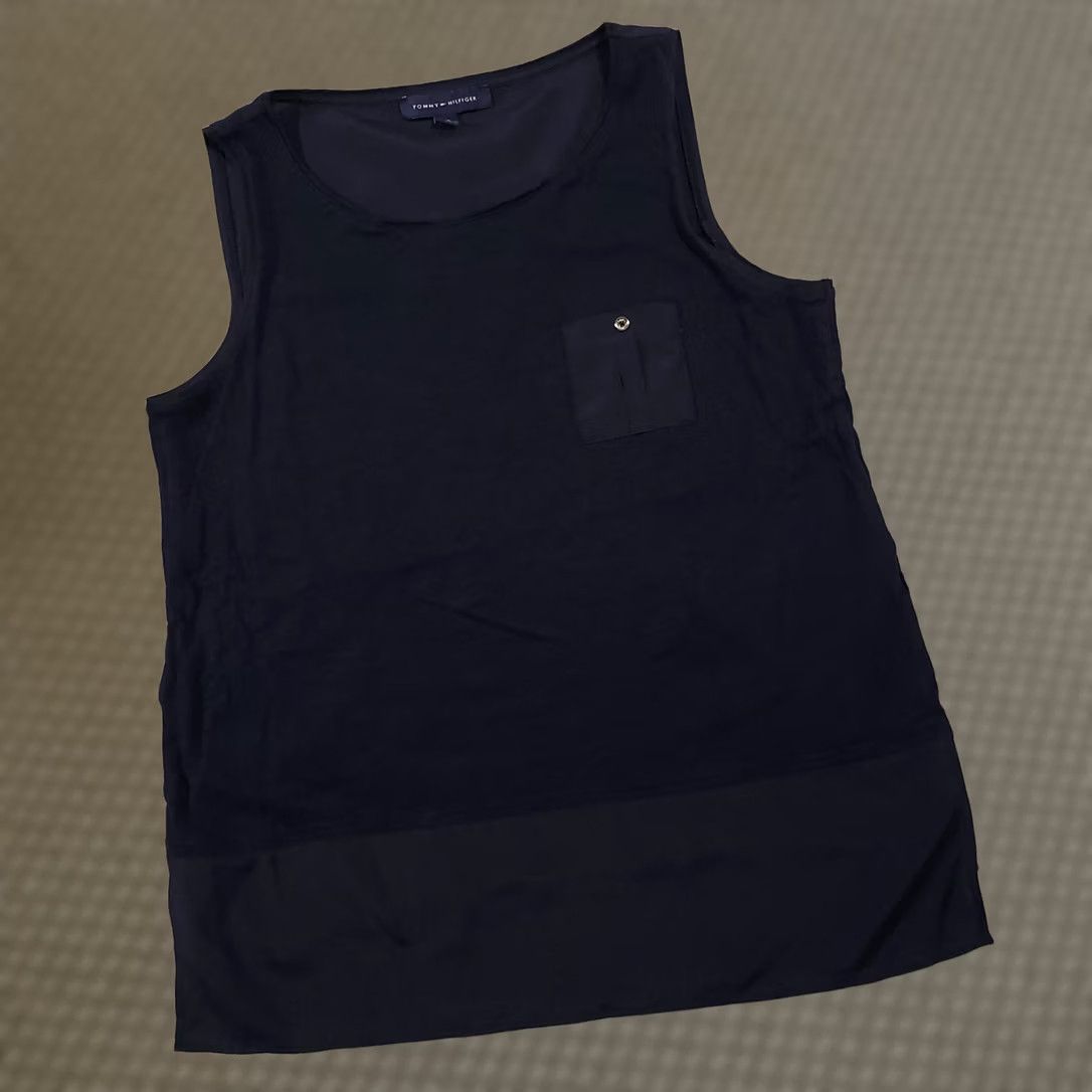 Tommy Hilfiger Tommy Hilfiger Sleeveless Blouse Women's Large Navy Blue Tank Shirt Pocket Shirt Size L / US 10 / IT 46 - 1 Thumbnail