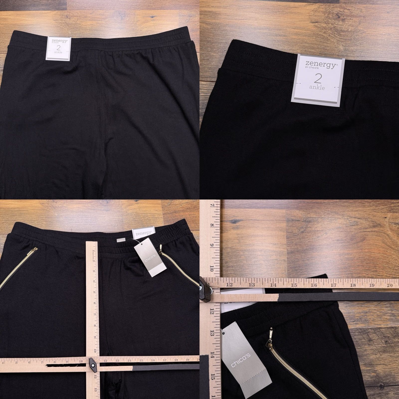 Vintage Zenergy Black Womens Pants Ankle Stretch Zip Pocket High Rise 2 Relaxed Straight City Size 26" / US 2 / IT 38 - 8 Thumbnail