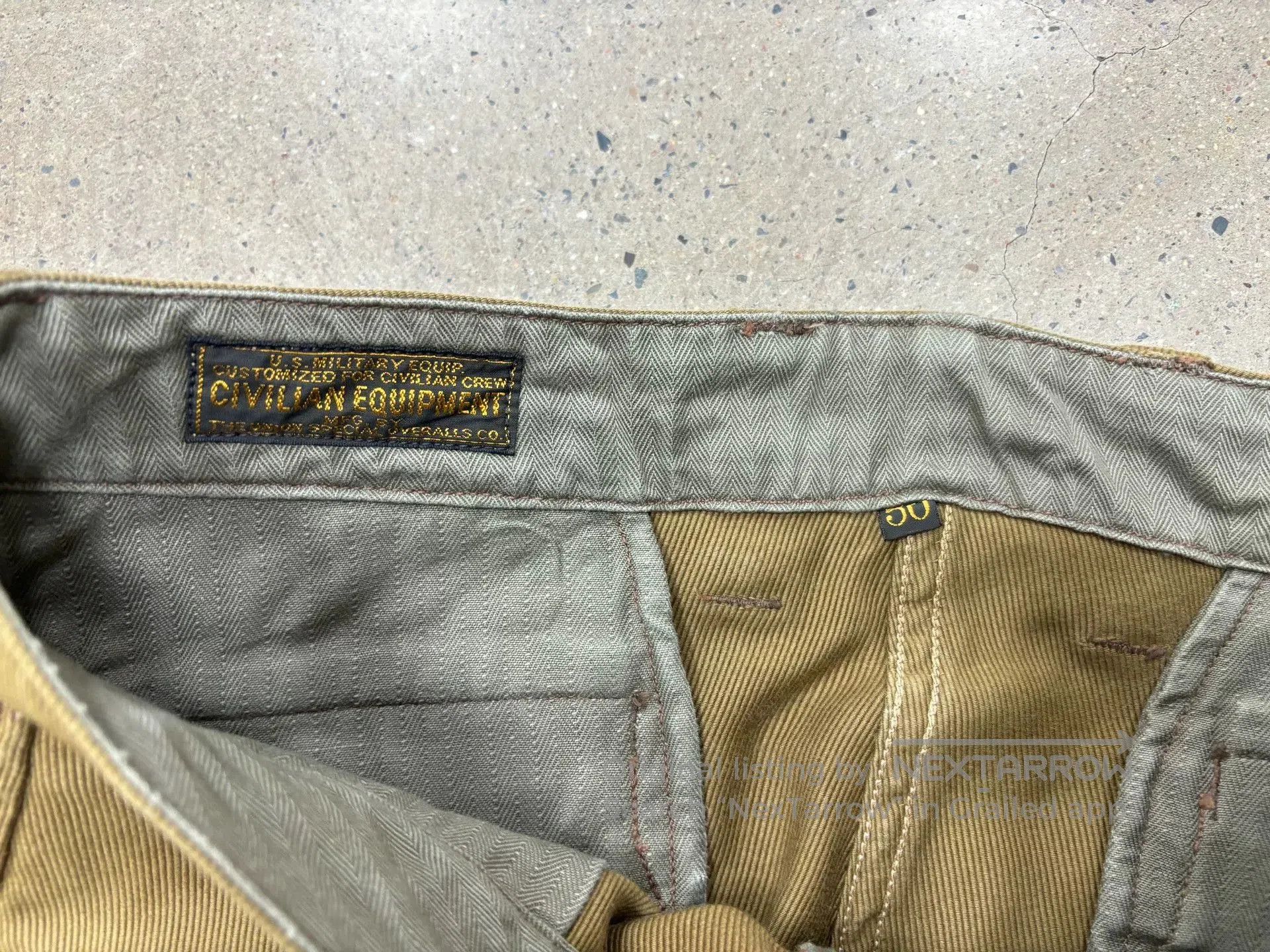 Freewheelers ground crew trousers in classic khaki color. Size US 30 / EU 46 - 8 Thumbnail