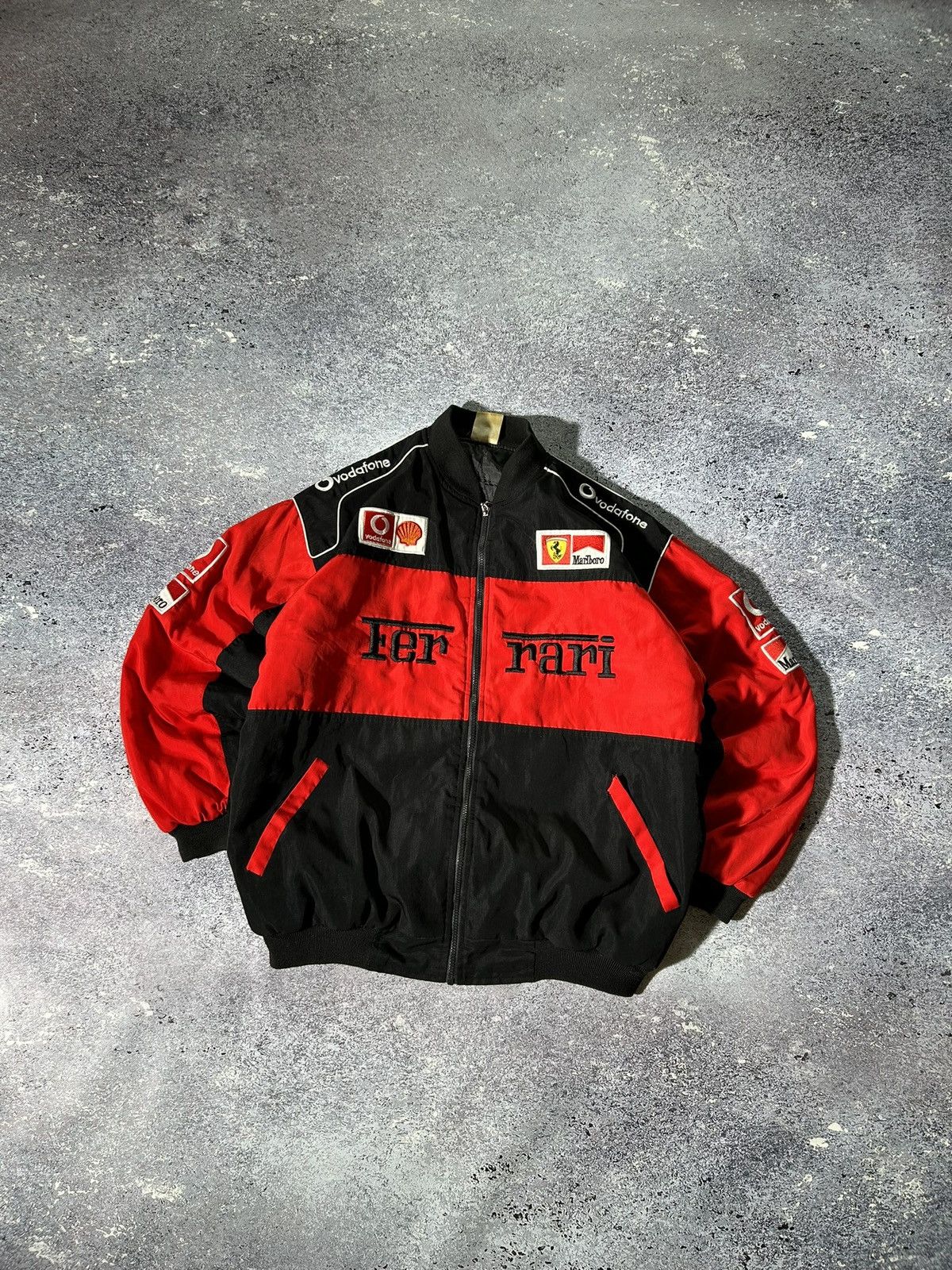 image of Vintage Ferrari Marlboro Racing Jacket Bomber F1 Vodafone in Black, Men's (Size XL)