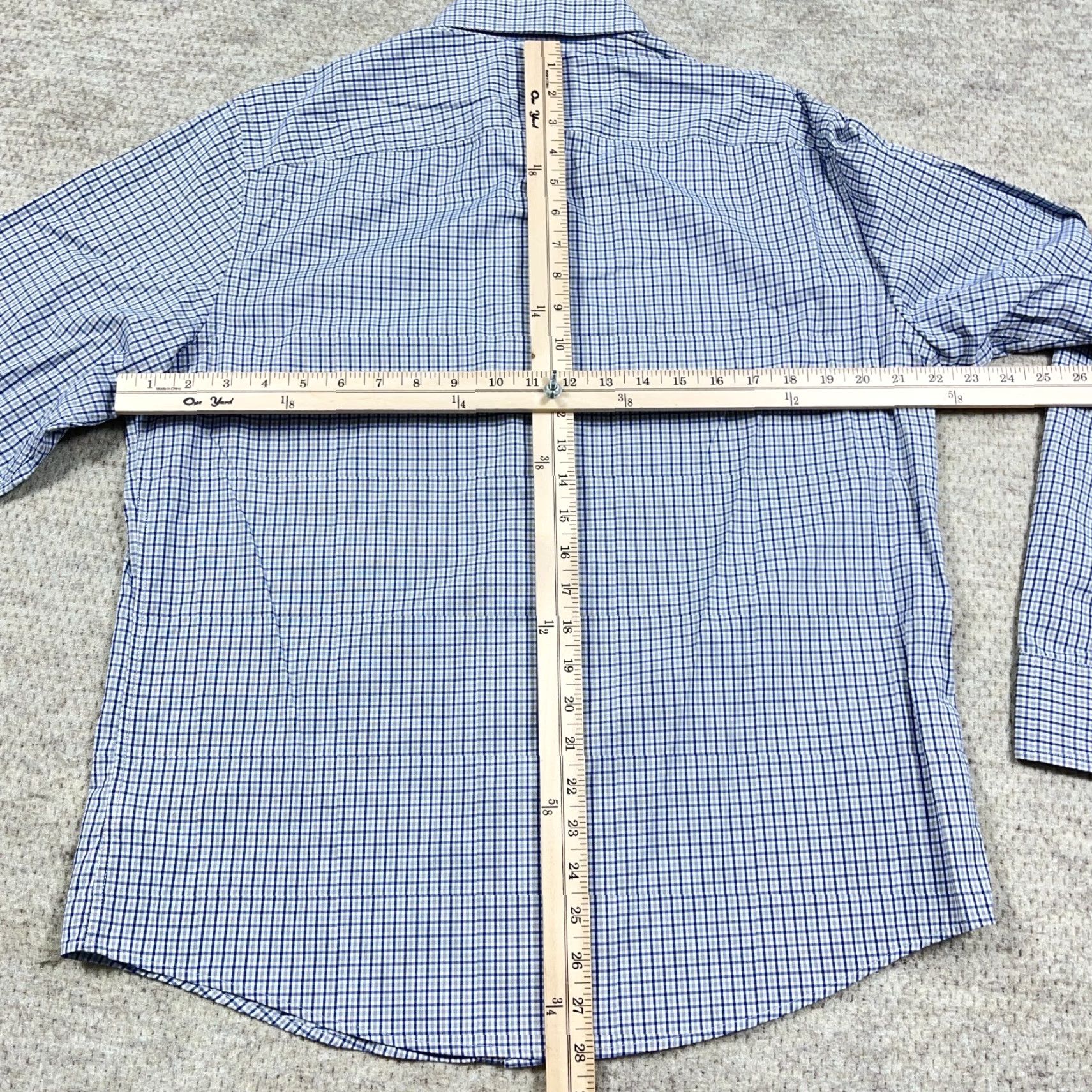 UNTUCKit UNTUCKit Shirt Men Large Blue Gray Plaid Button Nylon Performance Stretch Dress Size 42R - 7 Thumbnail