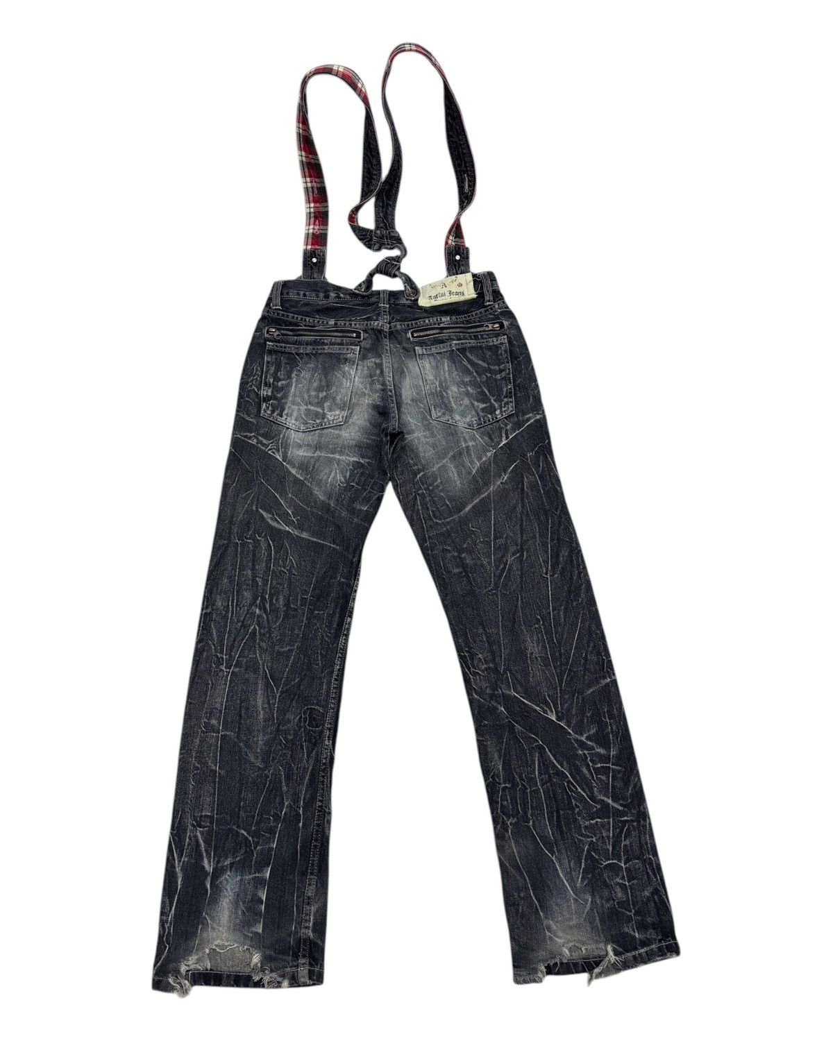 Hysteric Glamour × Japanese Brand 🔥VINTAGE ANTFUI JEANS WHISKER DISTRESSED DENIM SUSPENDER Size US 33 - 8 Thumbnail