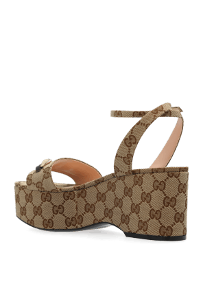 Gucci oc11z0526 Women's Horsebit Flatform Sandals in Beige Size US 6.5 / IT 36.5 - 5 Thumbnail