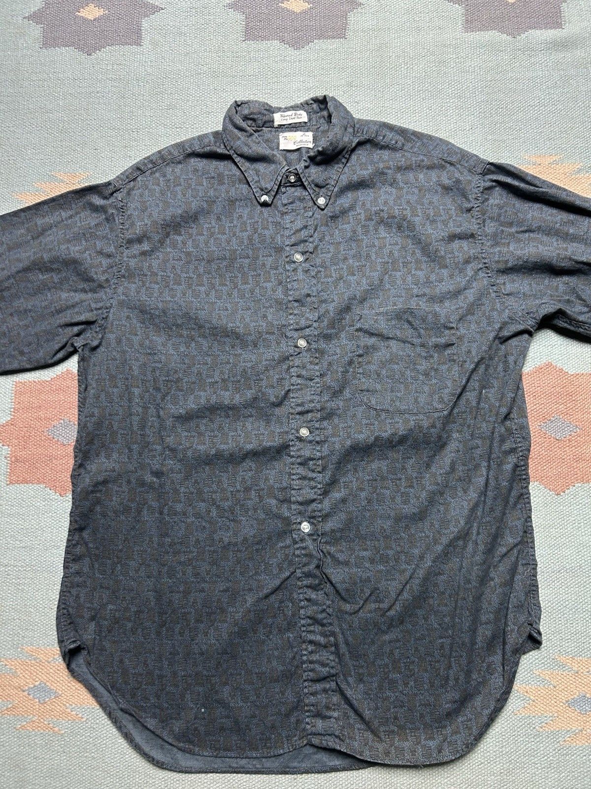 Vintage Vtg 1960s button shirt cotton all over print abstract Large Size US L / EU 52-54 / 3 - 2 Thumbnail