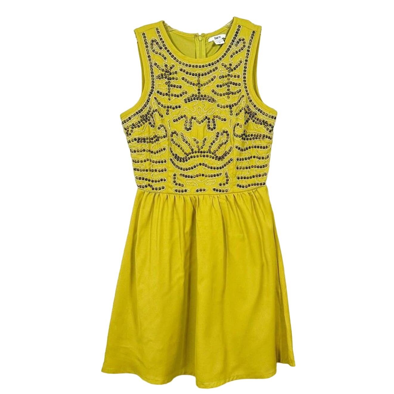 Bar III Bar III Beaded Sleeveless Mini Dress Green Yellow Size Small Size S / US 4 / IT 40 - 1 Thumbnail