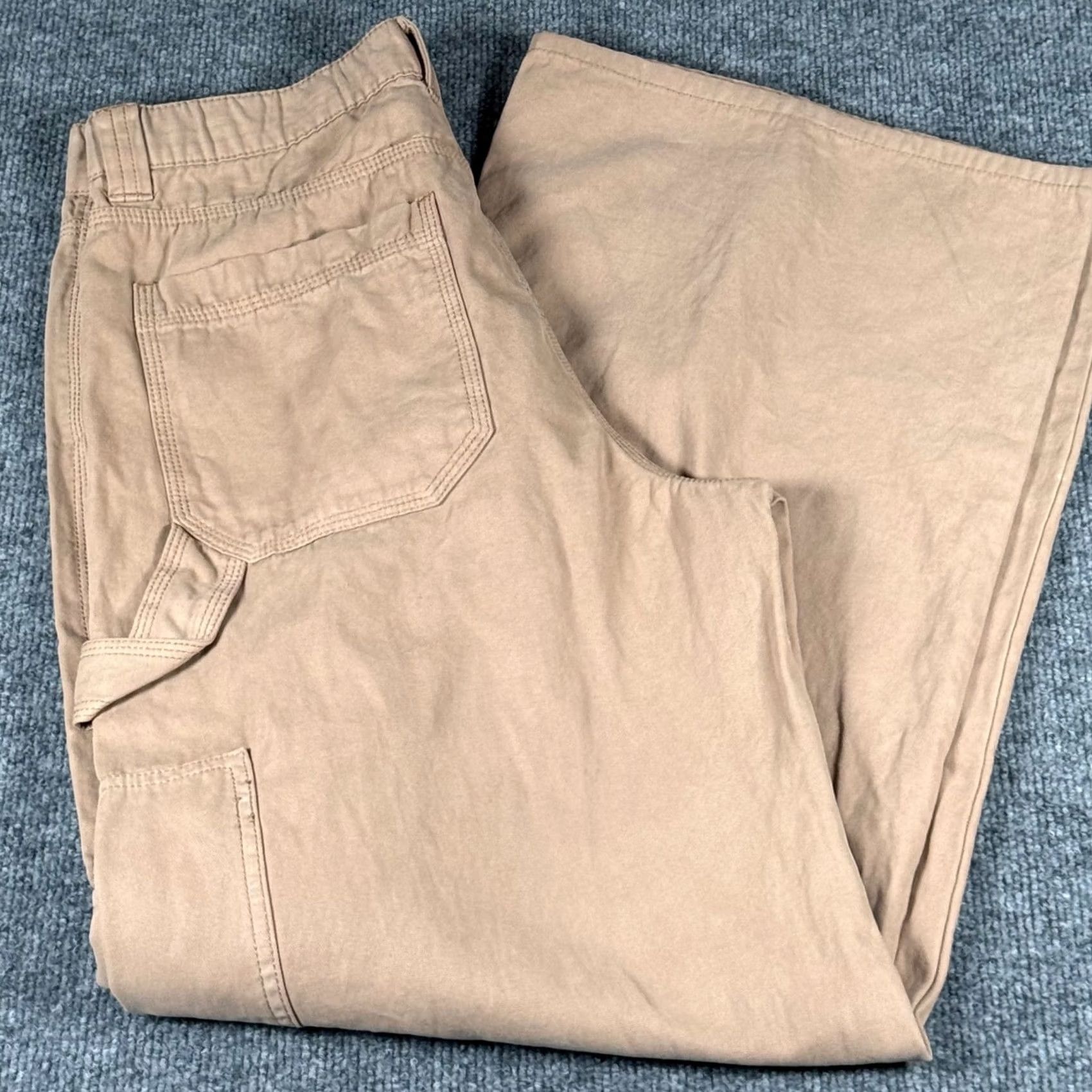 Forever 21 Forever 21 Womens Carpenter Pants Cargo Utility 7 Pockets Wide Leg Khaki Beige Size 36" / US 14 / IT 50 - 2 Thumbnail