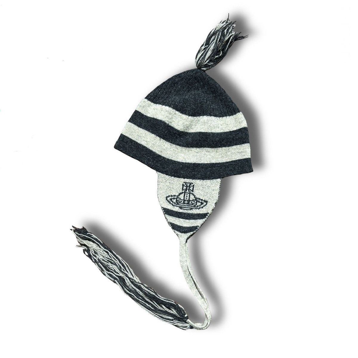 帽子 Vivienne Westwood 90s Orb Logo Knit Cap Vivienne Westwood Flap Knit Hat cap orb logo gray white fashion
