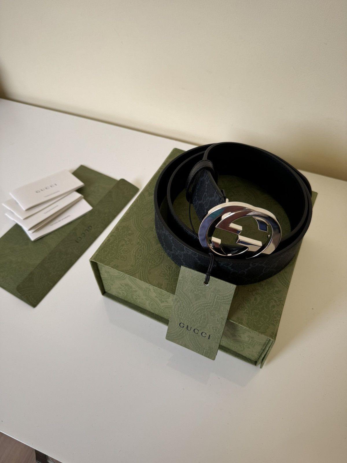 Gucci GG Supreme belt with G buckle black Size 44 - 3 Thumbnail