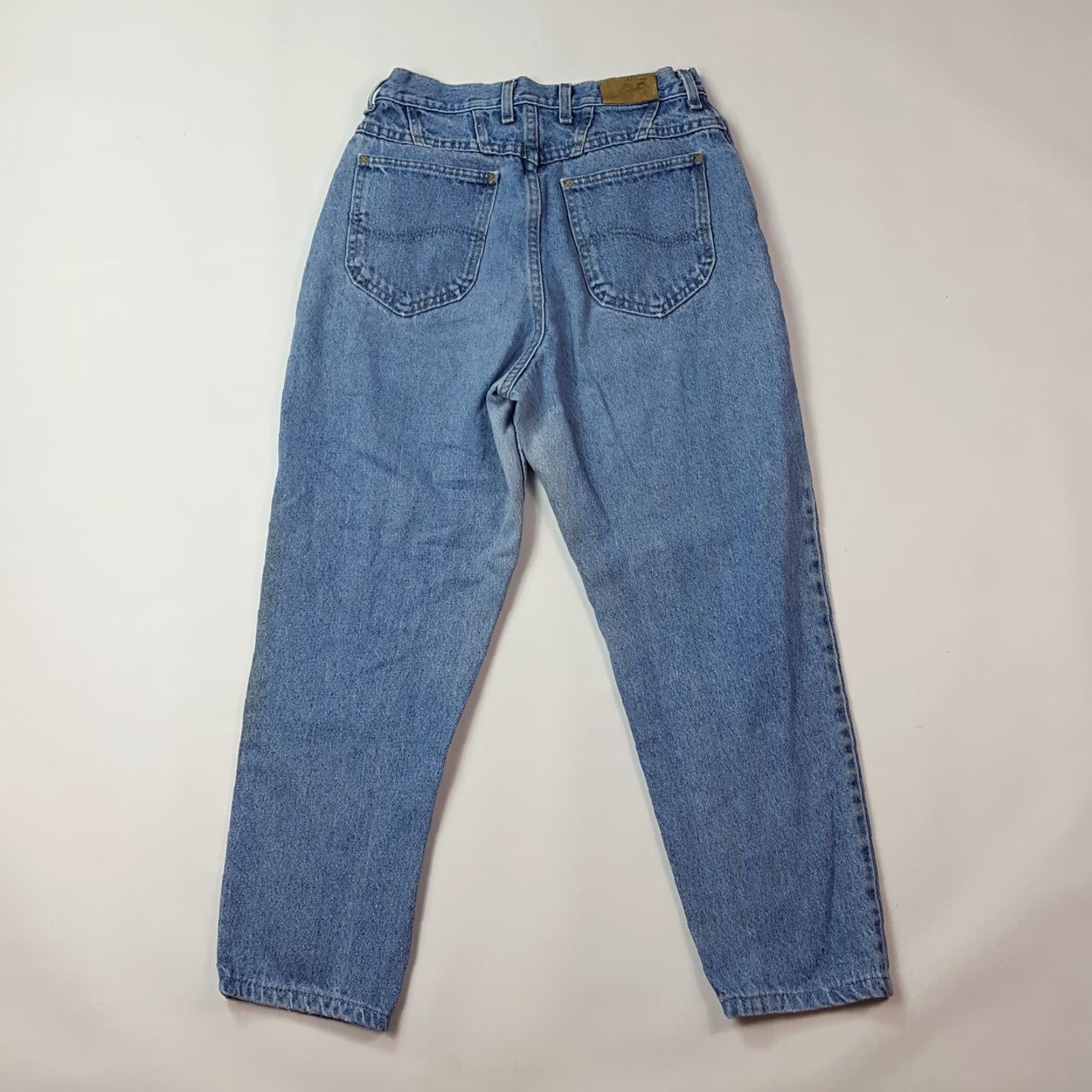 Lee VINTAGE 80s Lee Smiley Women's Size 10 Jeans Blue Denim 28x27 High Rise Relaxed Tapered 100% Cotton Pockets Smile Workwear Hippie Retro M Size 32" / US 10 / IT 46 - 5 Thumbnail