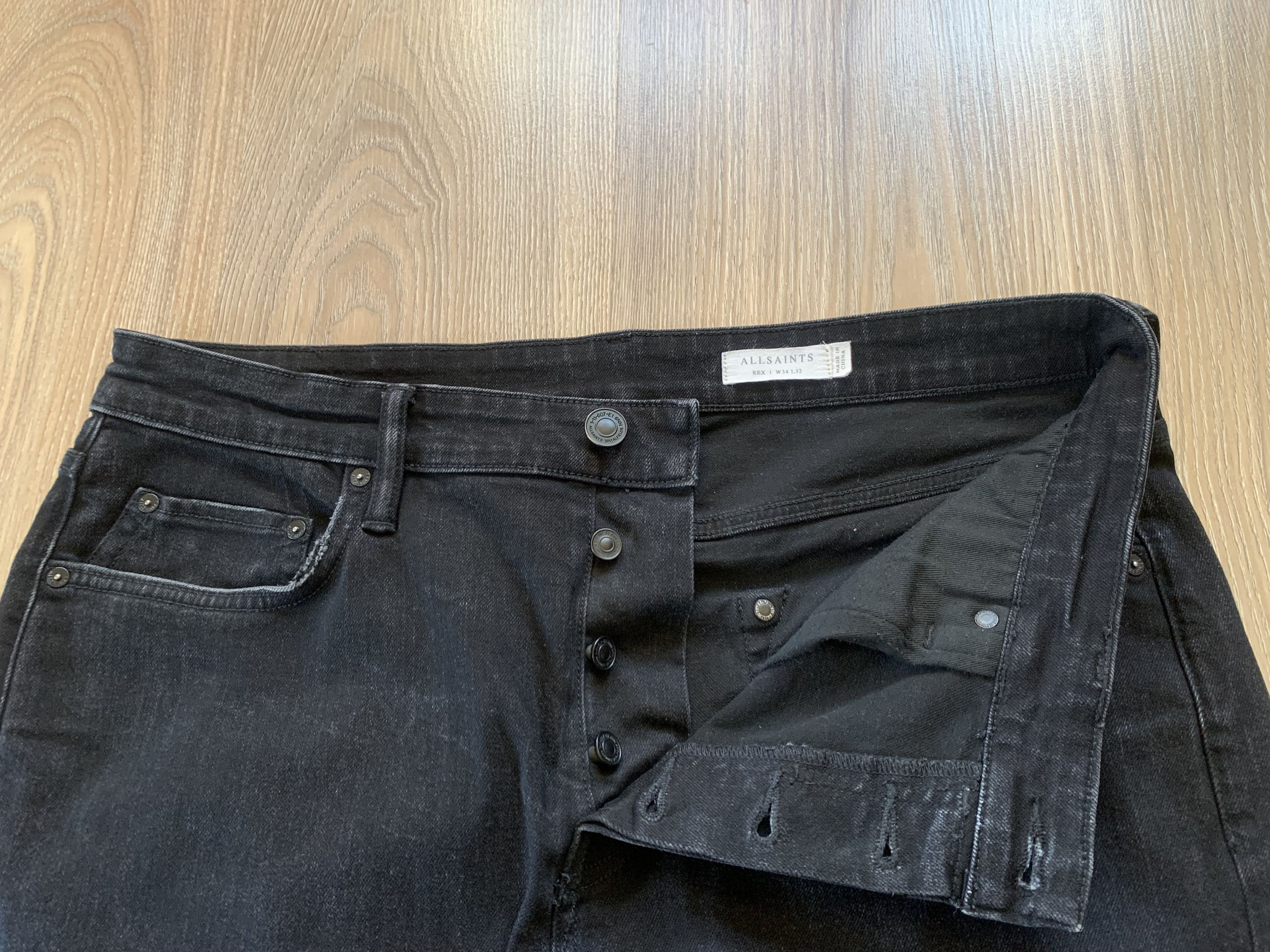 Allsaints AllSaints Rex Washed Black Slim Fit Jeans Size US 34 / EU 50 - 6 Thumbnail