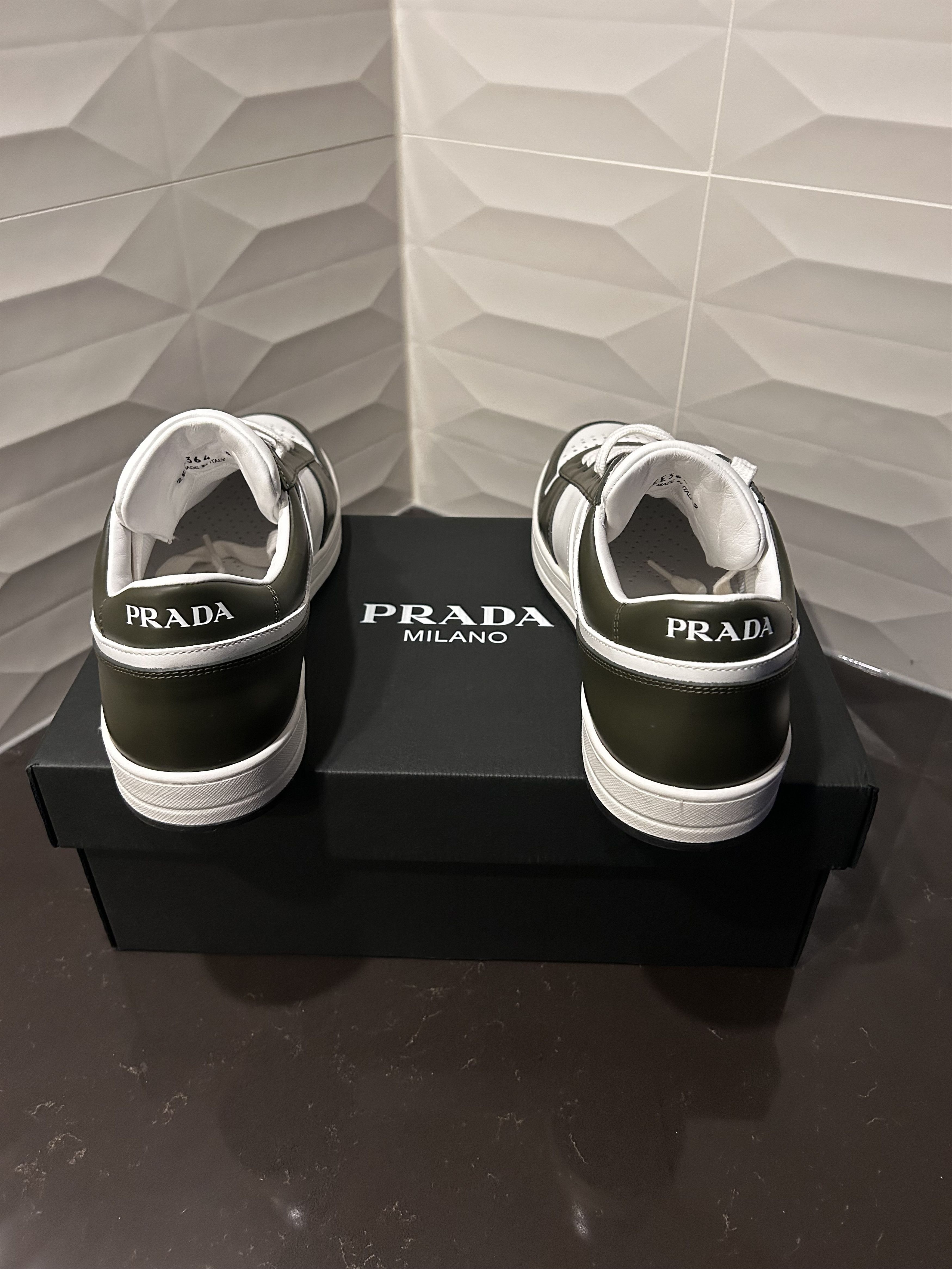 Prada 👟 Prada Downtown Leather Sneakers – Olive Green – Sz 10US Size US 10 / EU 43 - 18 Thumbnail