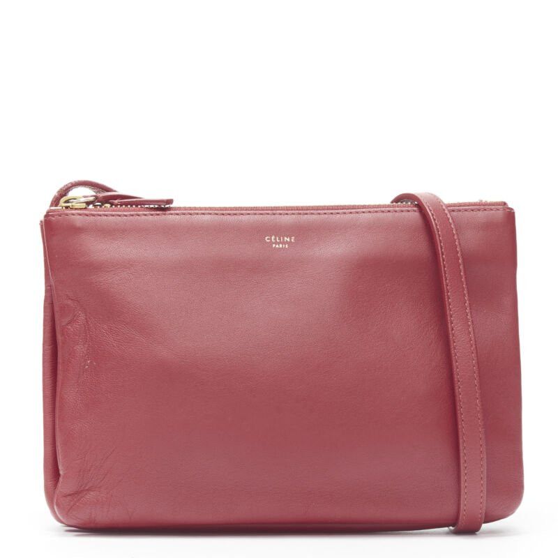 Celine OLD CELINE Phoebe Philo Trio red gold zip triple snap pouch crossbody bag Size ONE SIZE - 1 Thumbnail