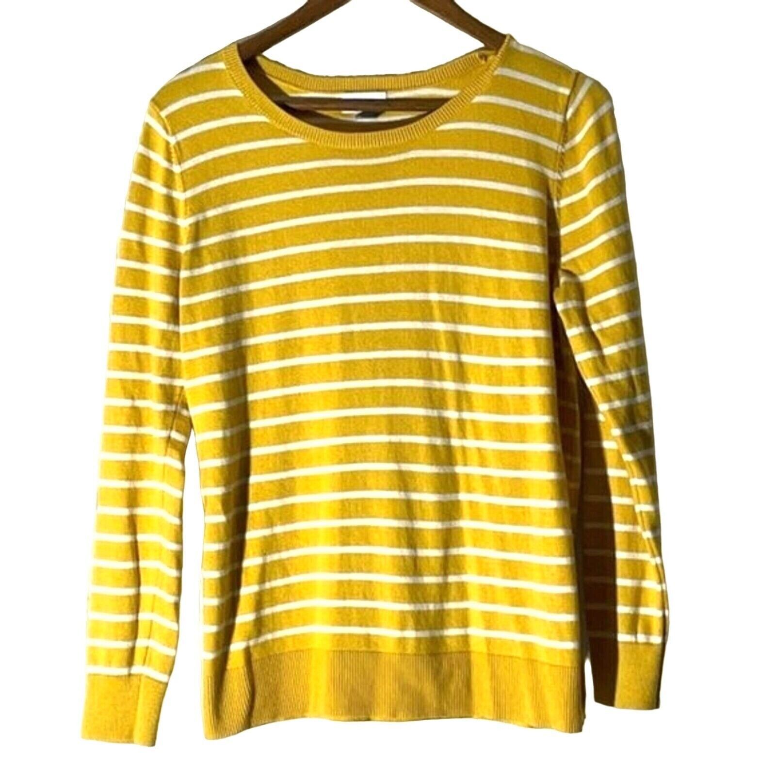 Old Navy Old Navy Sweater Women's Large Cotton Blend Yellow & White Size L / US 10 / IT 46 - 2 Thumbnail