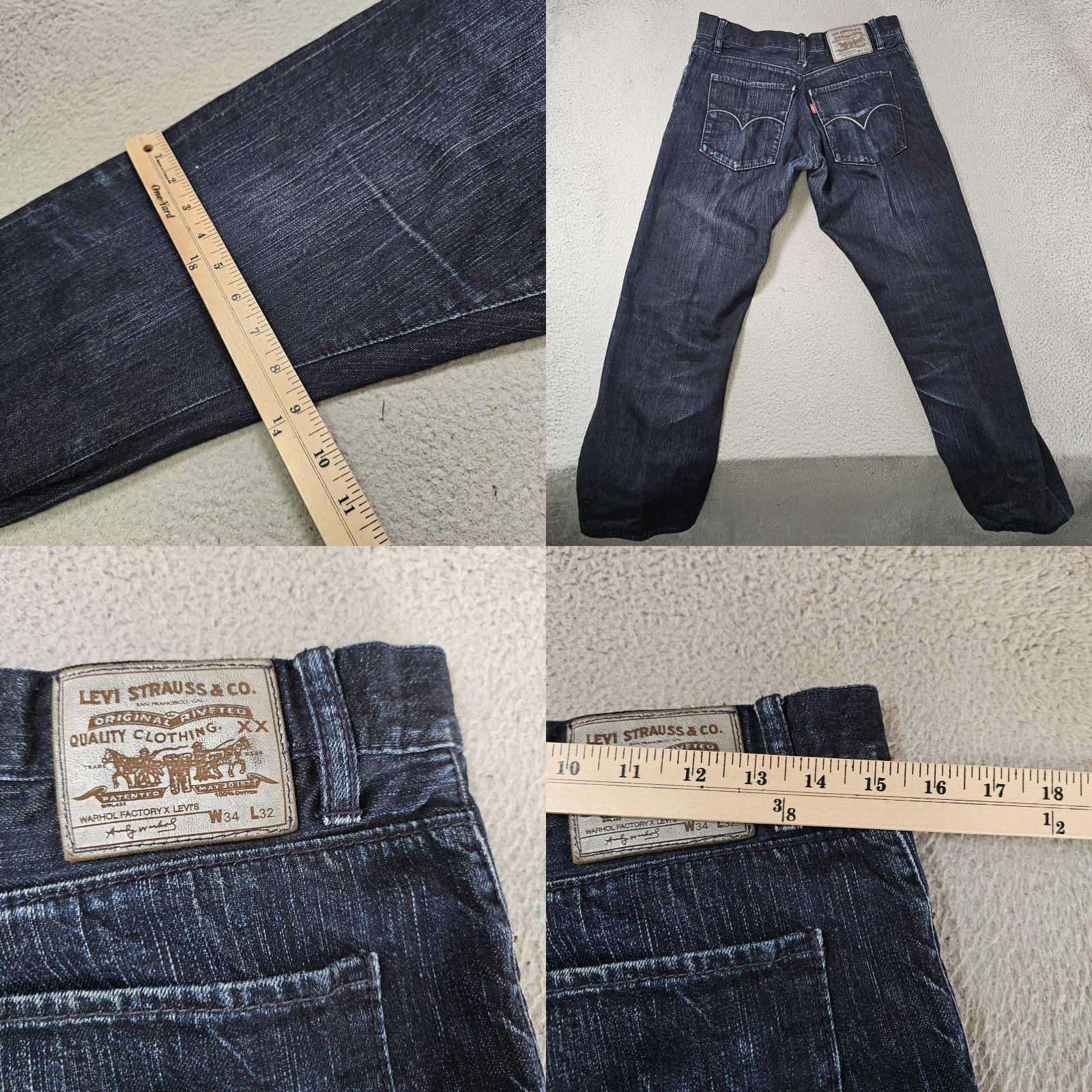 Levi's VINTAGE Levi's Warhol Factory x Levi's Private Stock Jeans Mens 30x28 34x32 Shrunk Selvedge Straight Blue 5-Pocket Mens Jeans Size US 30 / EU 46 - 8 Thumbnail