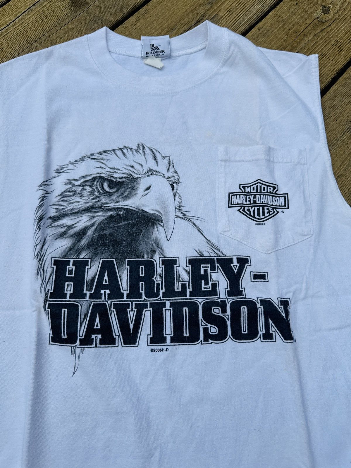 Harley Davidson Harley Davidson 2006 Eagle Sleeveless Pocket Tee Holoubek Size US L / EU 52-54 / 3 - 3 Thumbnail