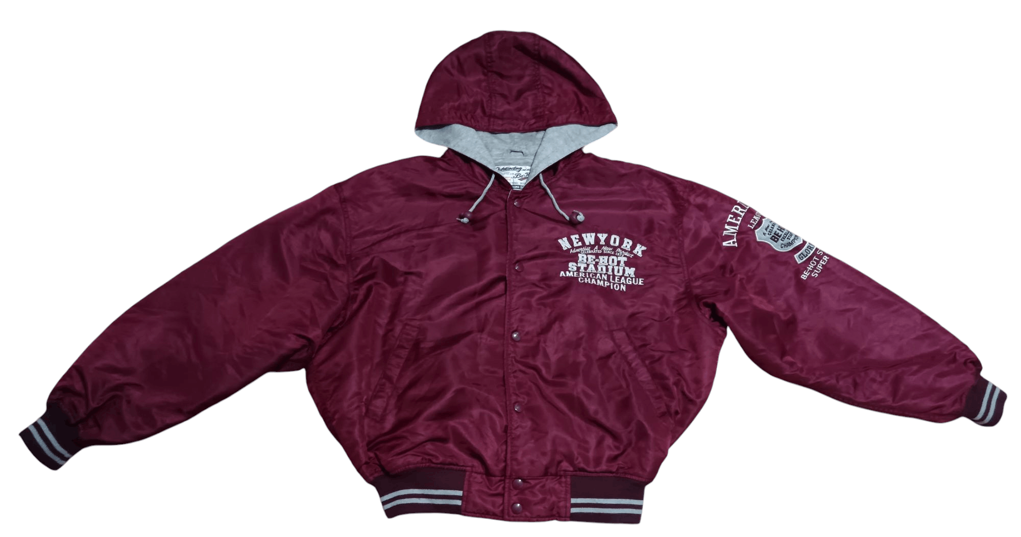 VINTAGE BE HOT EMBROIDERED BASEBALL VARSITY HOODIE