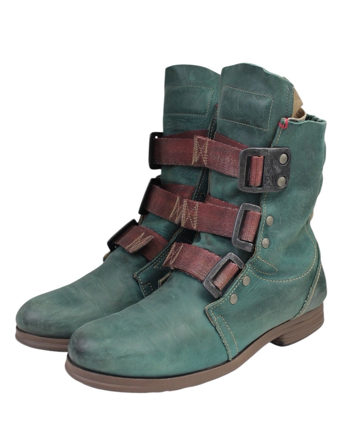 Fly London 2000S FLY LONDON TRIPLE FURY TEAL GREEN LEATHER BOOTS Size US 8 / EU 41 - 1 Thumbnail