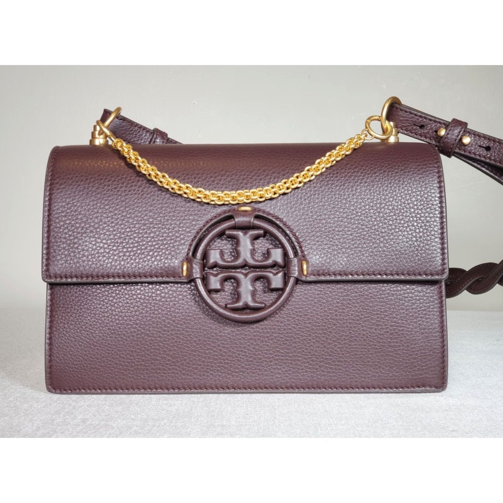 Tory Burch Tory Burch Miller Shoulder Bag Tempranillo Dark Burgundy Leather Magnetic Flap 83991 Large Crossbody Bag Women Womens Size ONE SIZE - 3 Thumbnail