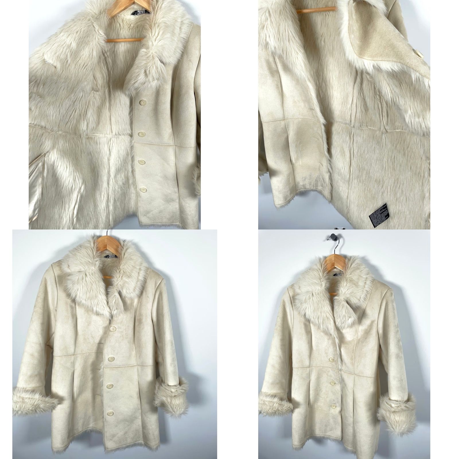 Vintage VINTAGE MixIt Penny Lane Style Coat Women's Medium Off-White Faux Fur Trim Retro Mod Size M / US 6-8 / IT 42-44 - 9 Thumbnail