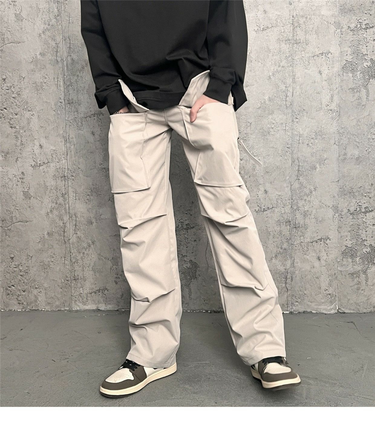 utility outdoor sports pleated baggy hiphop cargo pants