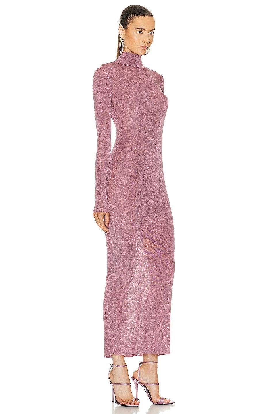 Saint Laurent Paris o1tp1o0125 Long Dress In Knit in Mauve Size S / US 4 / IT 40 - 2 Thumbnail