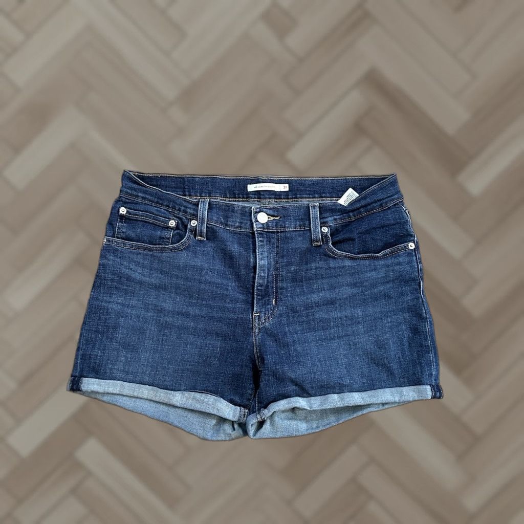 Levi's Levi's Denim Shorts Bermuda Mid Length Womens Blue 31 Regular Stretch Pockets Button Size 24" / US 00 / IT 34 - 1 Thumbnail