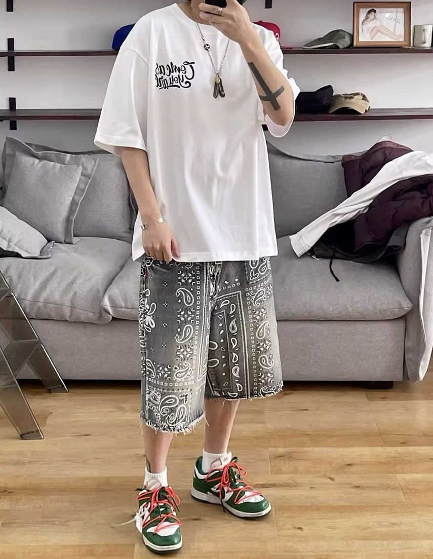 Japanese Brand × Vintage Streetwear Print Raw Edge Cargo Hip Hop Shorts Size US 34 / EU 50 - 6 Thumbnail