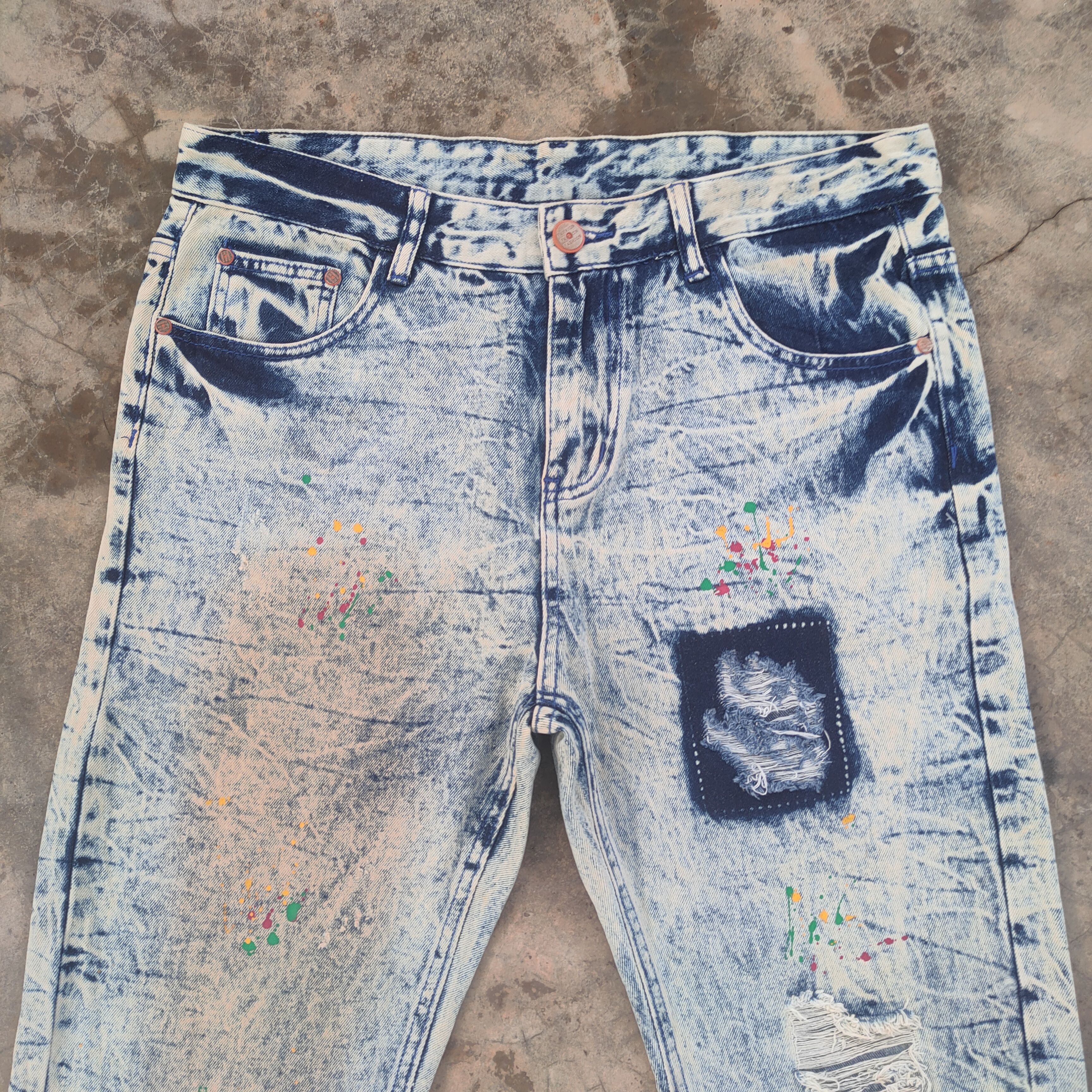 Fashion Victim VTG FASHION PAINT PATCHWORK MUD WASH DENIM JEANS DENIM Size US 36 / EU 52 - 3 Thumbnail