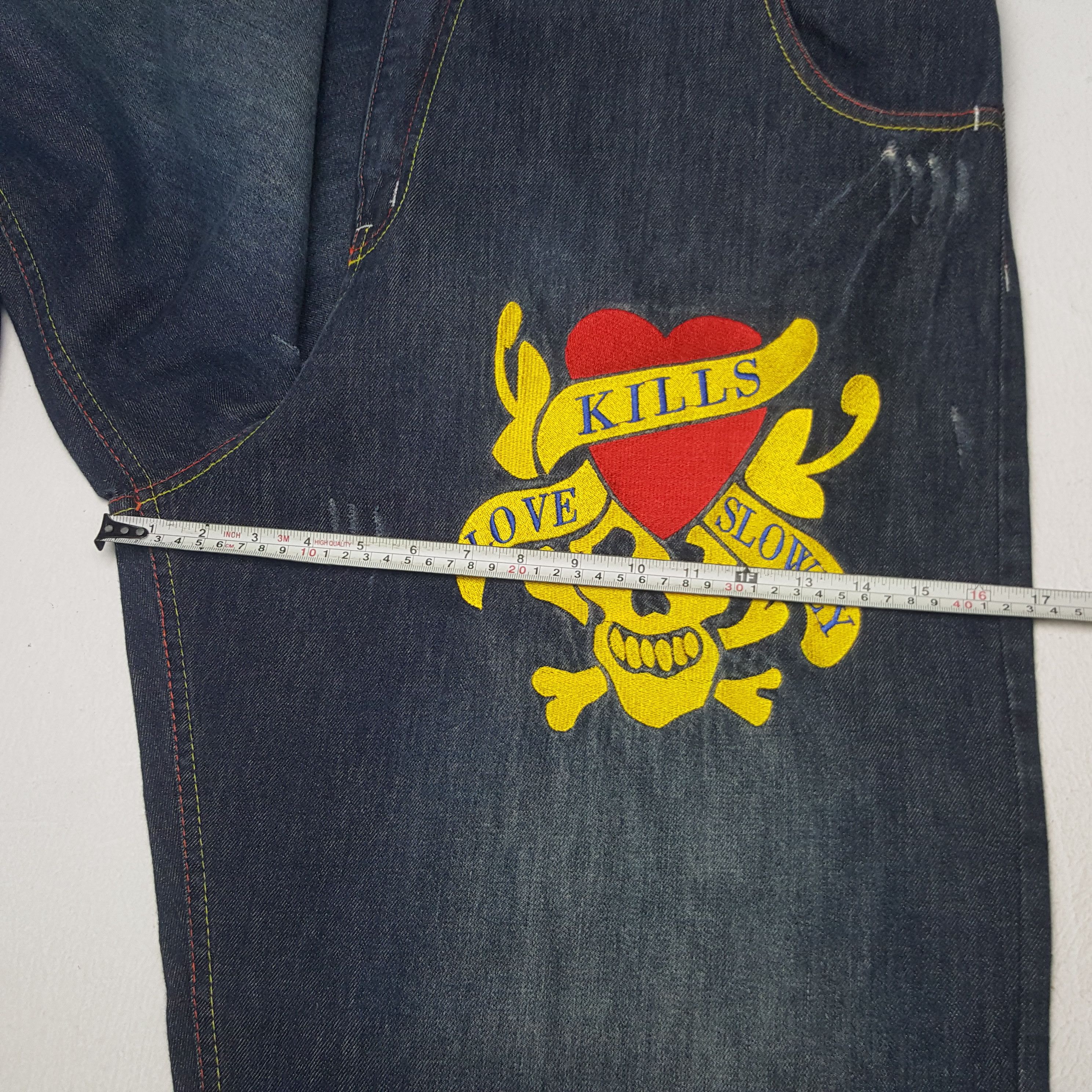 Ed Hardy × Vintage Vintage Ed Hardy Custom Spell Out Art Denim Jeans Size US 43 - 9 Thumbnail