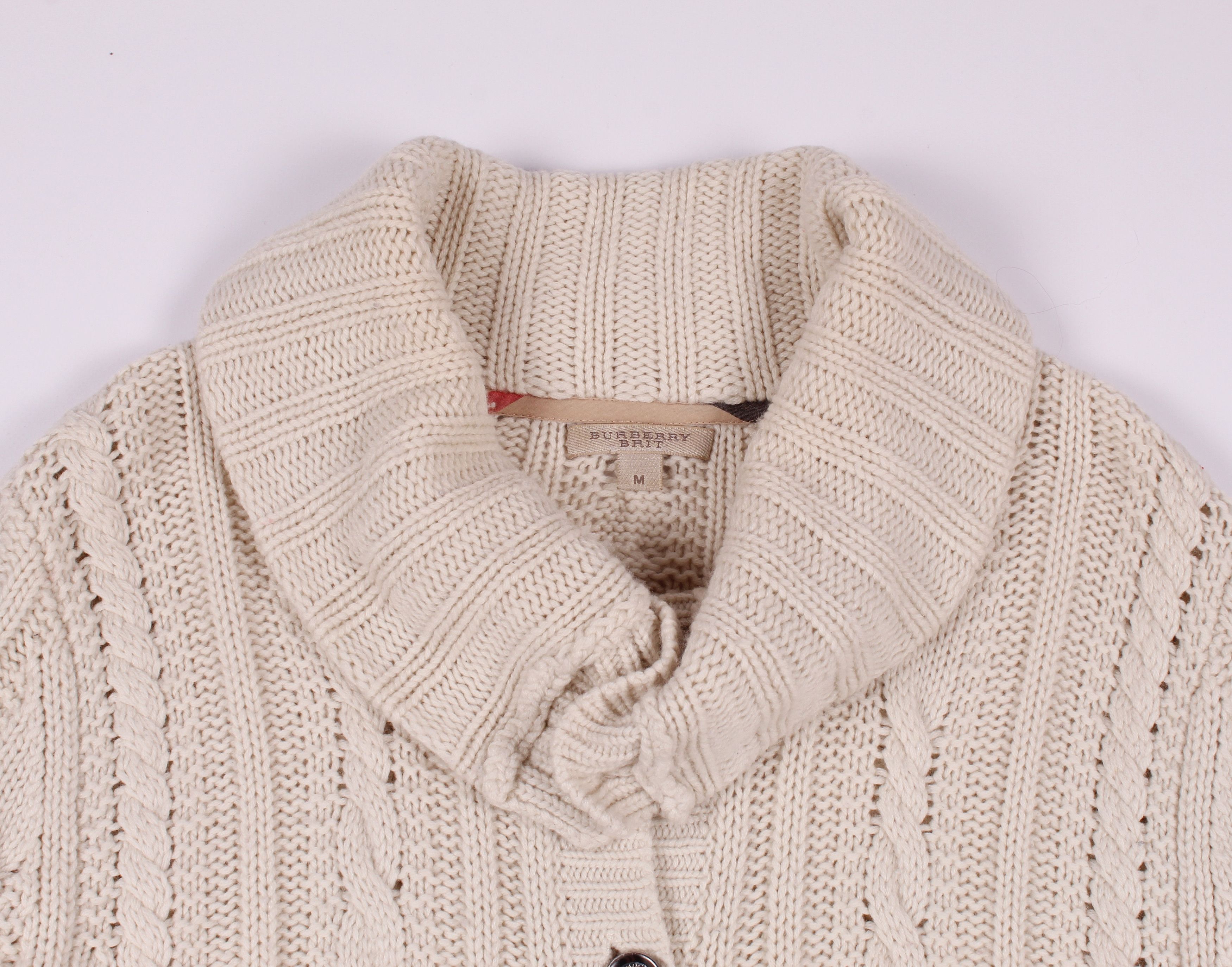 Burberry Burberry Wool Cashmere Cable Knit Cardigan Size M / US 6-8 / IT 42-44 - 2 Thumbnail