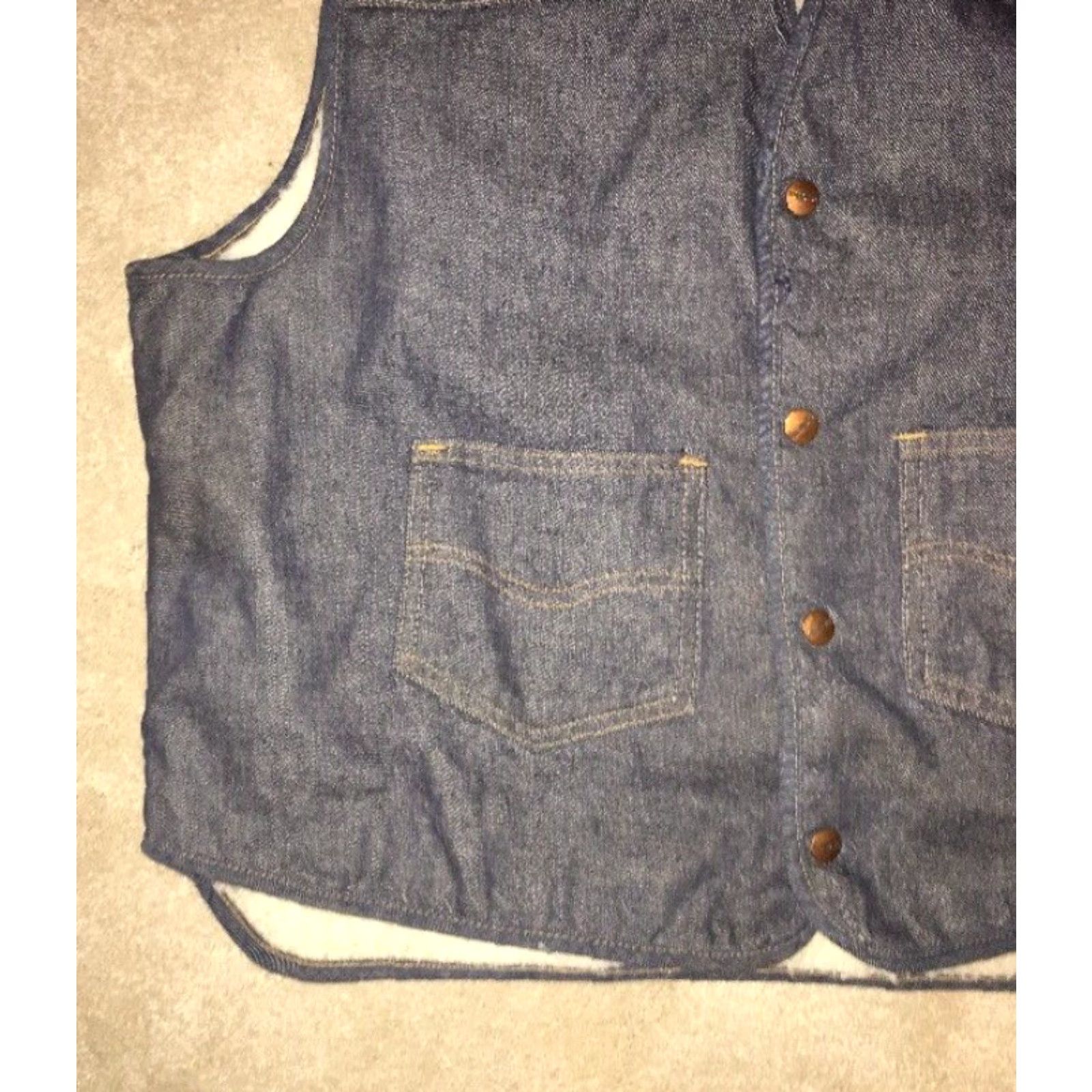 Vintage VINTAGE Roebucks Vest Snap Button Down Lined Sherpa Blue XL Mens Size US XL / EU 56 / 4 - 3 Thumbnail