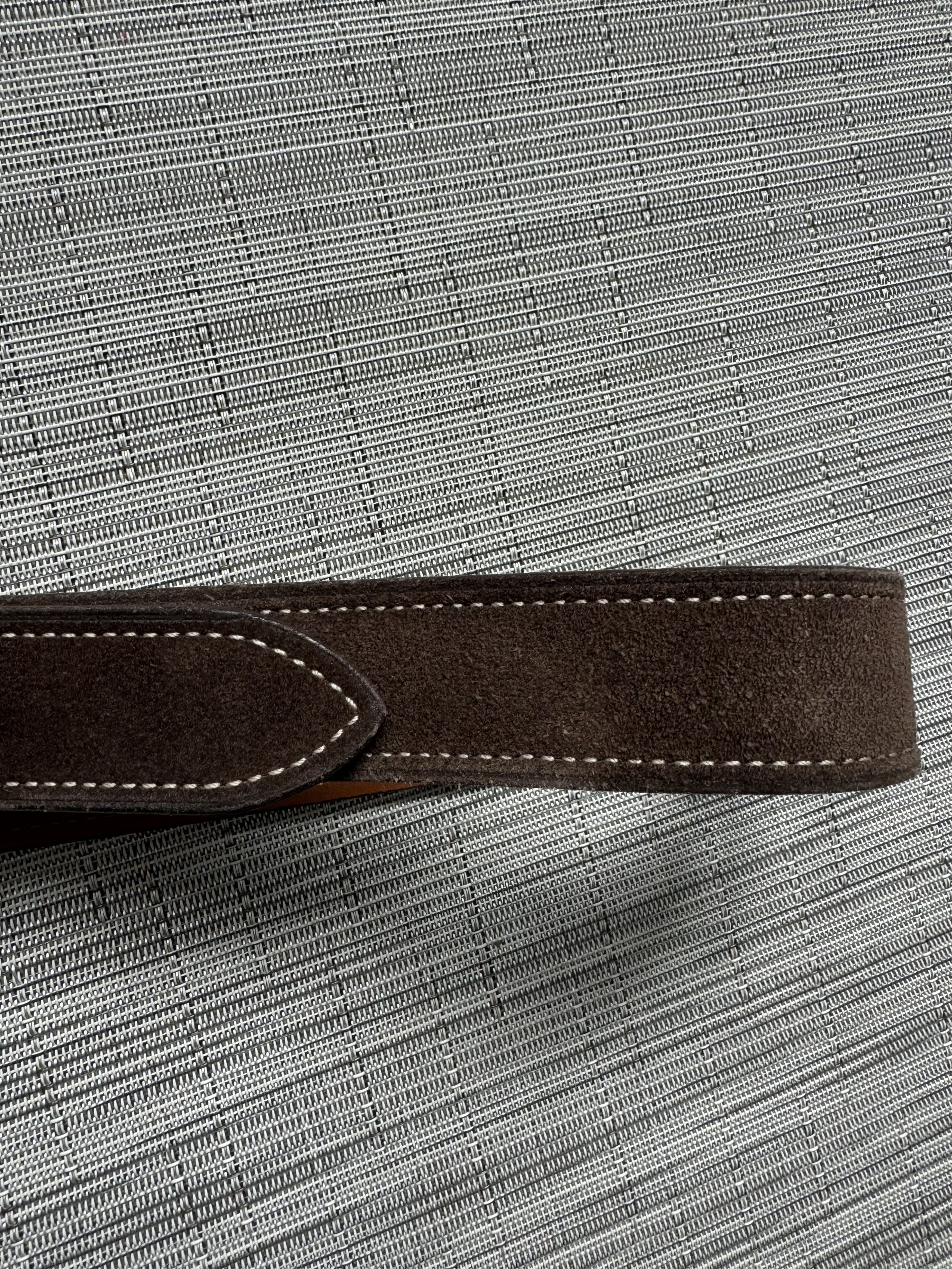 Barneys New York Brown Suede Belt With Gold Hardware Size 36 - 2 Thumbnail
