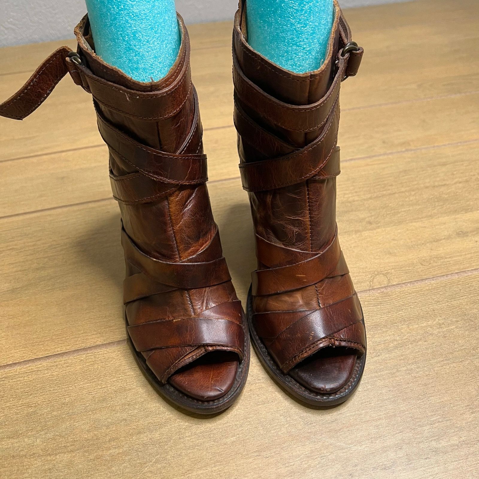 FREEBIRD Freebird FB Joker Leather Ankle Boots Peep Toe Strappy Sz 7 Size US 7 / IT 37 - 3 Thumbnail