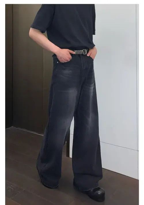 Japanese Brand × Jean Street washed vintage black straight flared jeans y2k Size US 32 / EU 48 - 2 Thumbnail