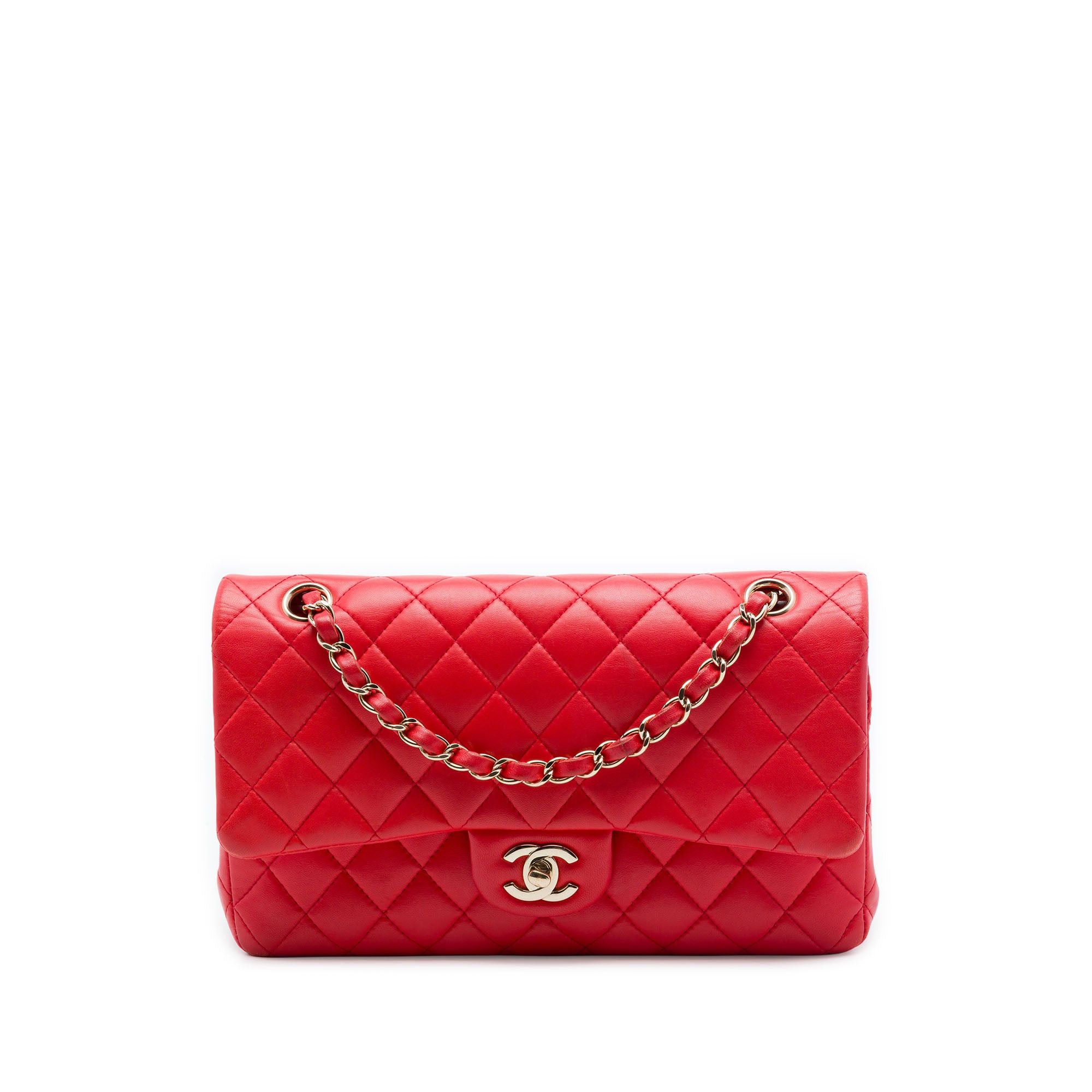 Classic Lambskin Double Flap in Red, Women's