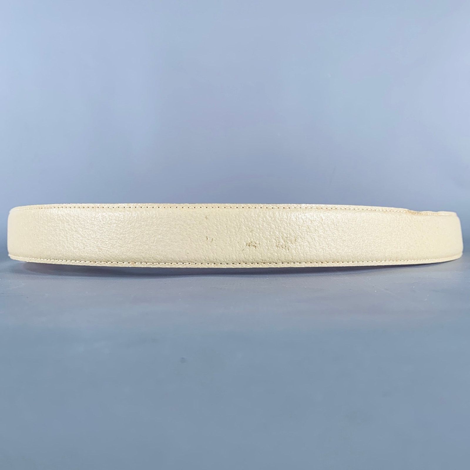 Gucci GUCCI Size 36 Beige Silver Leather Belt Size 36 - 5 Thumbnail
