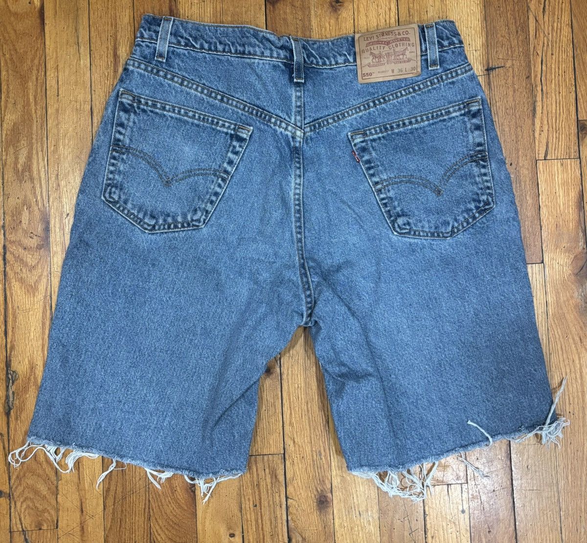 Levi's Vintage Clothing Vintage 90s Levis 505 Patch Red Tab Cut Off Jean Shorts Size US 36 / EU 52 - 1 Thumbnail