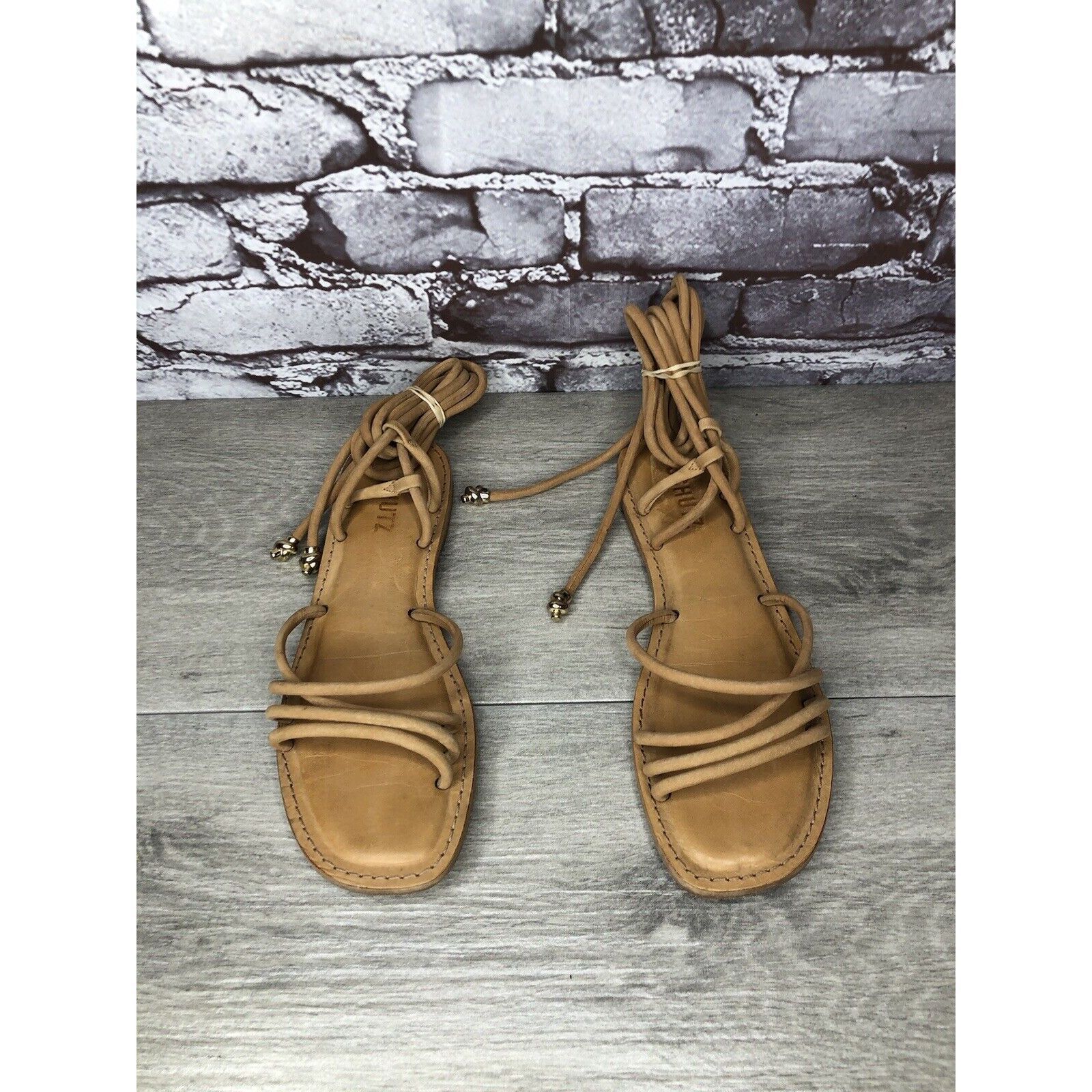 Other SCHUTZ Magdalena Nude Caramel Nubuck Boho Ankle Lace Sandals Size US 7 / IT 37 - 15 Thumbnail