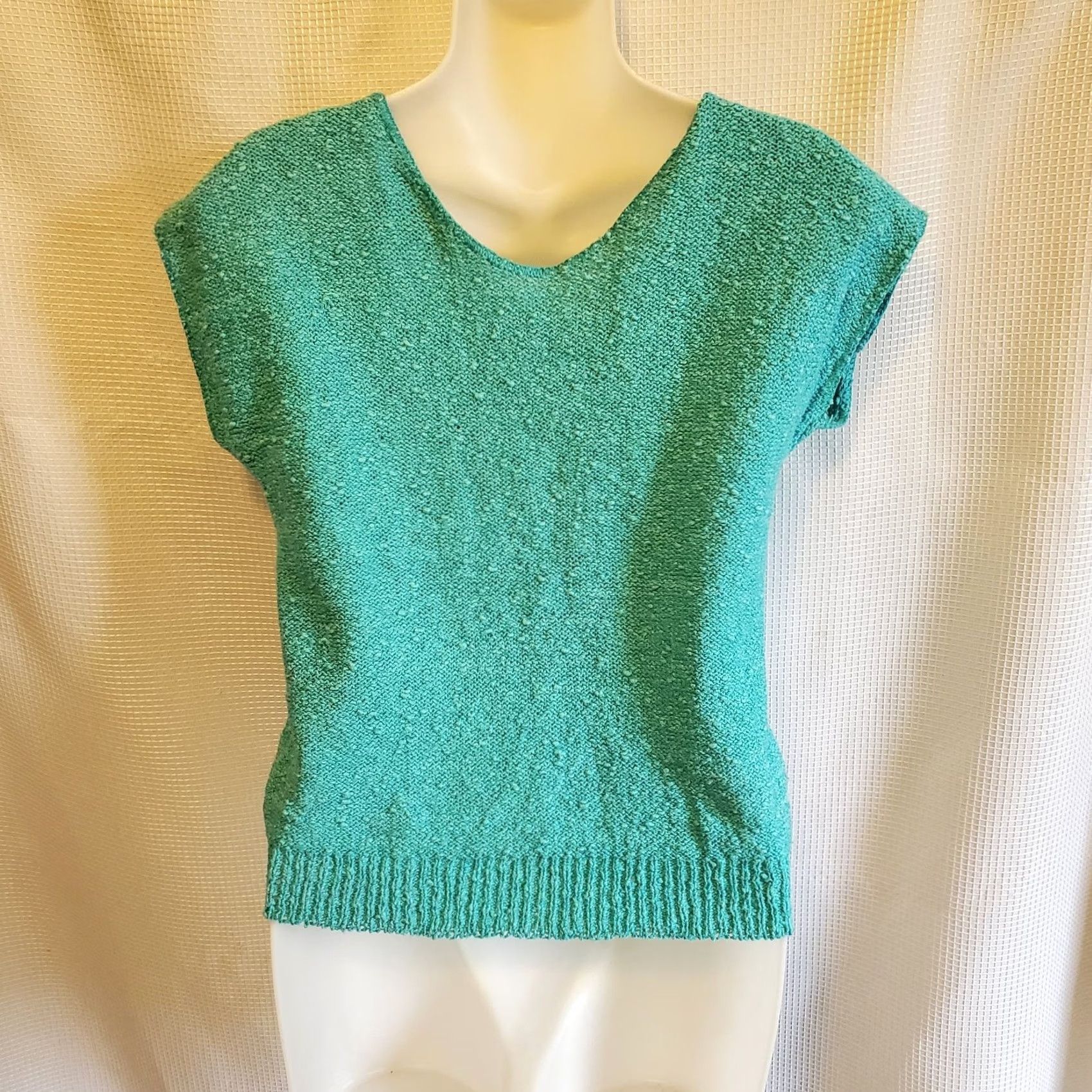 Vintage VINTAGE Herald House Sweater Cap Sleeve Womens Sz Sm Thin Chunky Knit 70s Summer teal blue Size S / US 4 / IT 40 - 3 Thumbnail